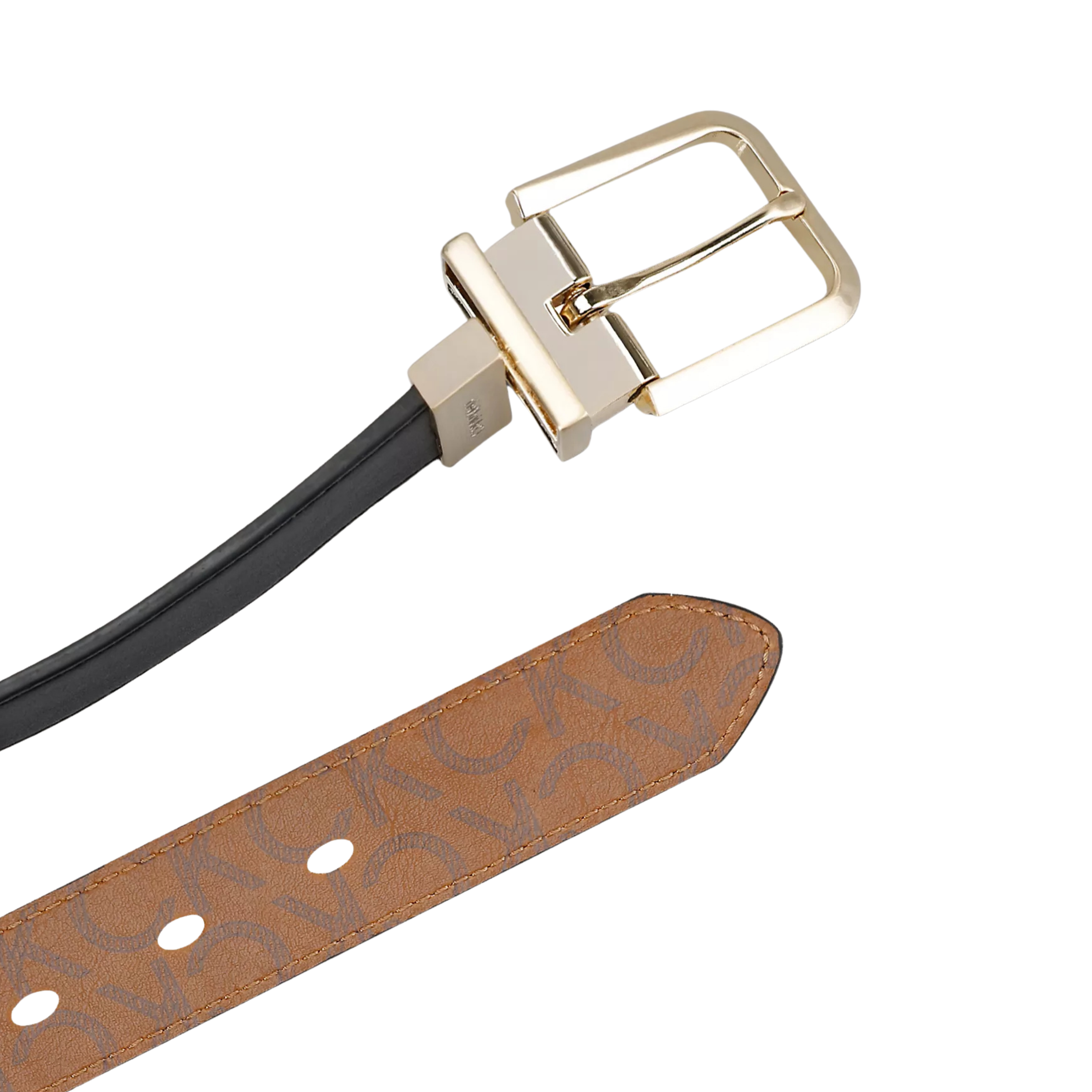 Calvin Klein Women Reversible Monogram Logo Belt - Black Logo