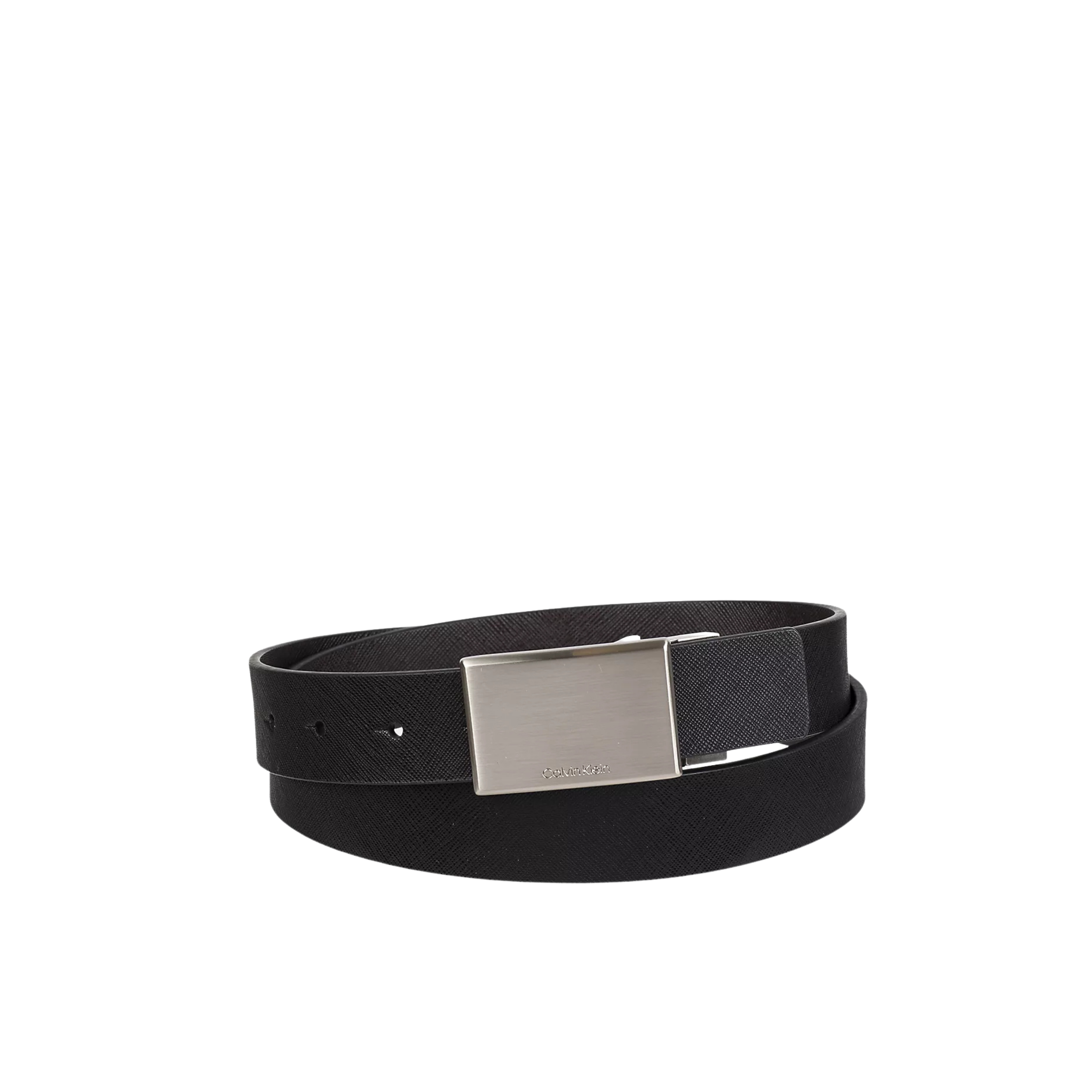 Calvin Klein Men Saffiano Reversible Plaque Buckle Belt - Black Brown