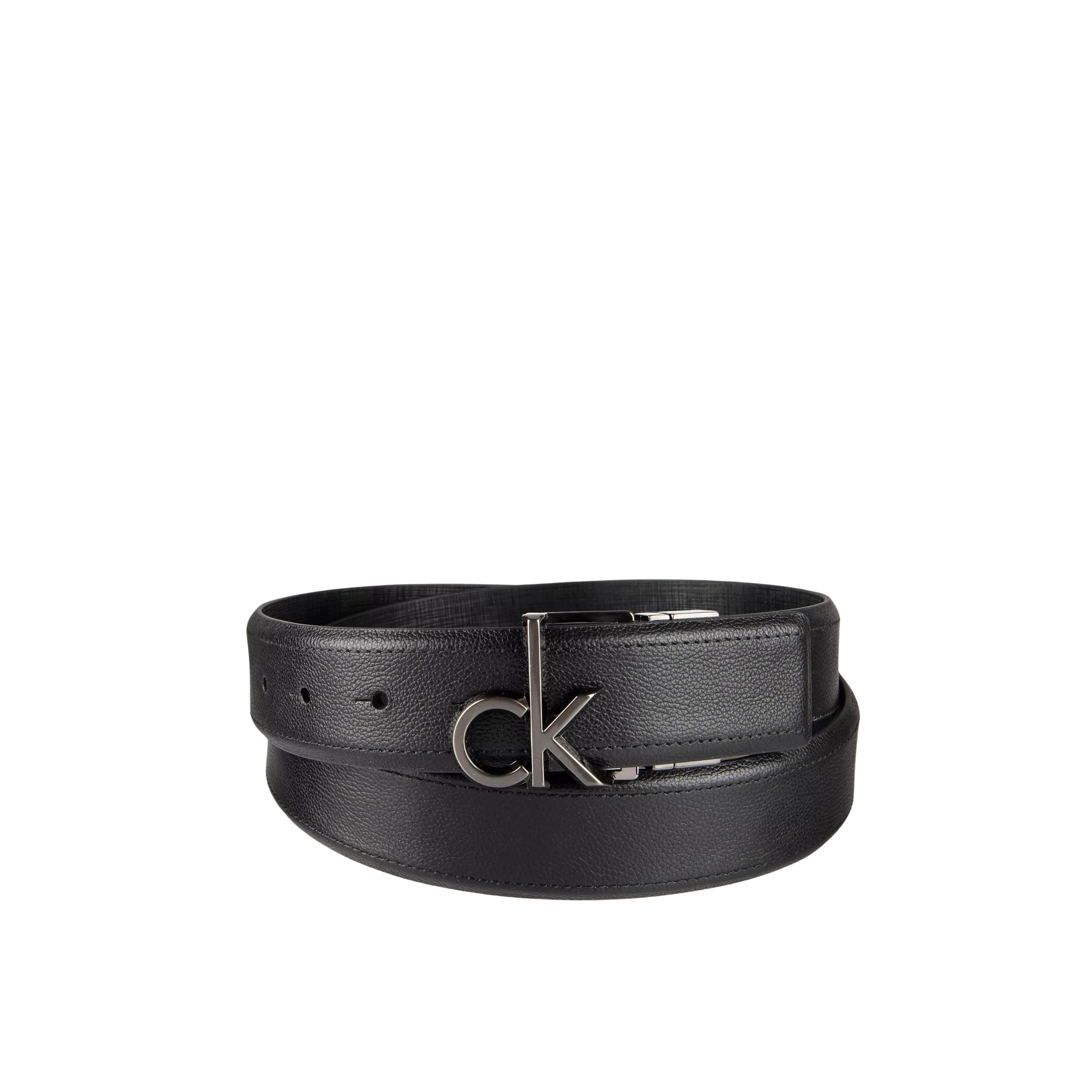 Calvin Klein Men Monogram Logo Plaque Reversible Belt - Black