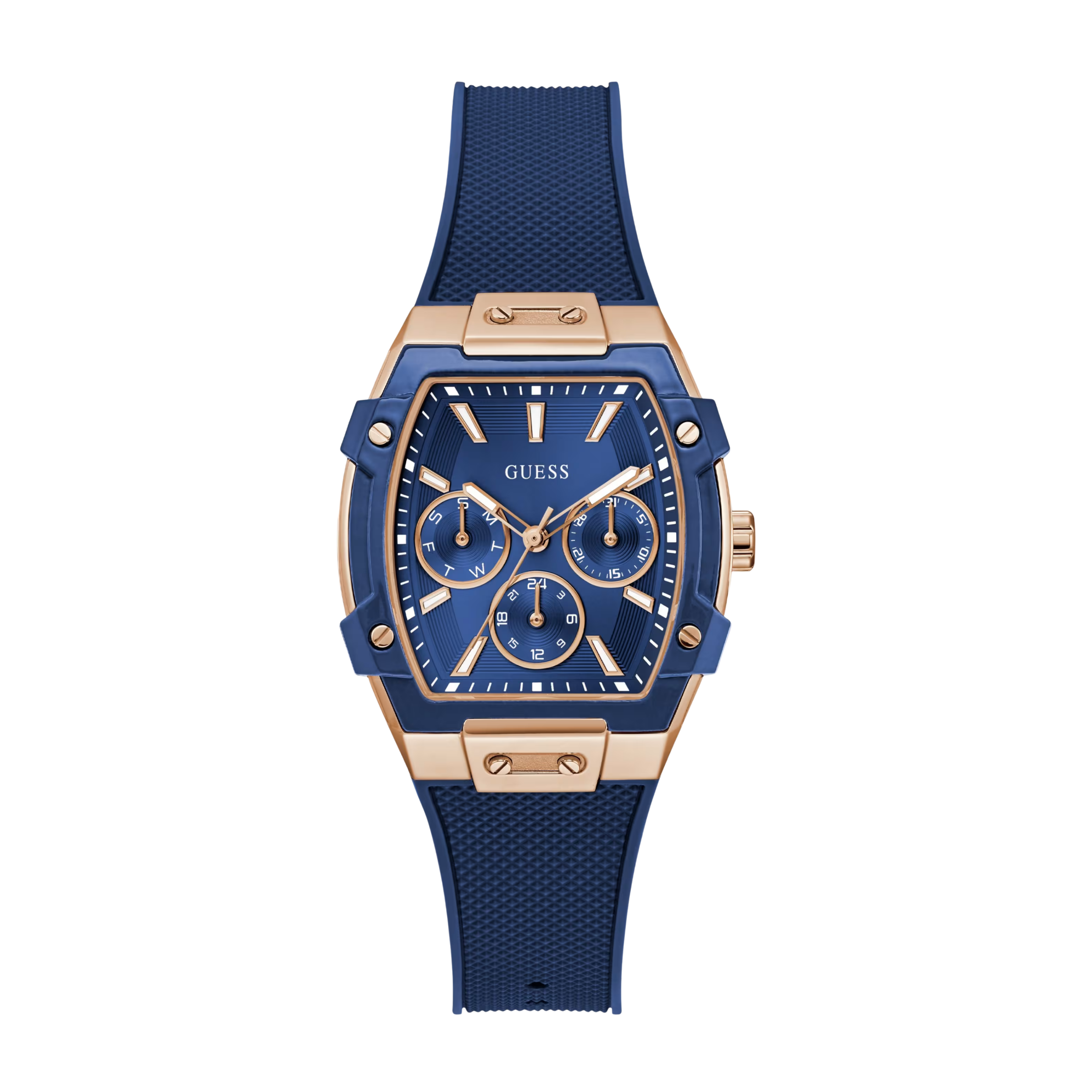 Guess Women Rose Gold Tone and Blue Silicone Multifunction Watch GW0945L4 - Rose Gold Blue