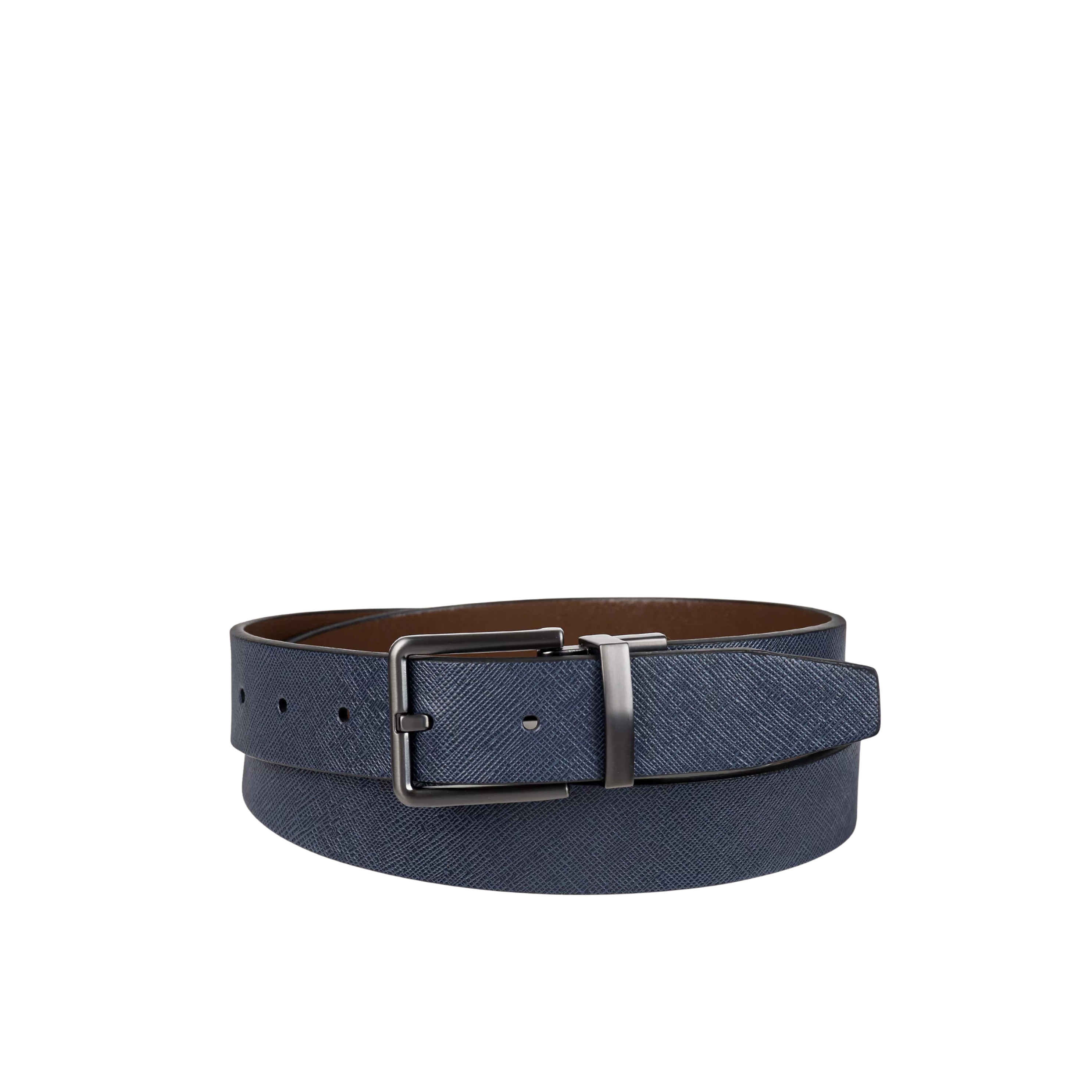 Calvin Klein Men Saffiano Leather Reversible Belt - Brown Blue