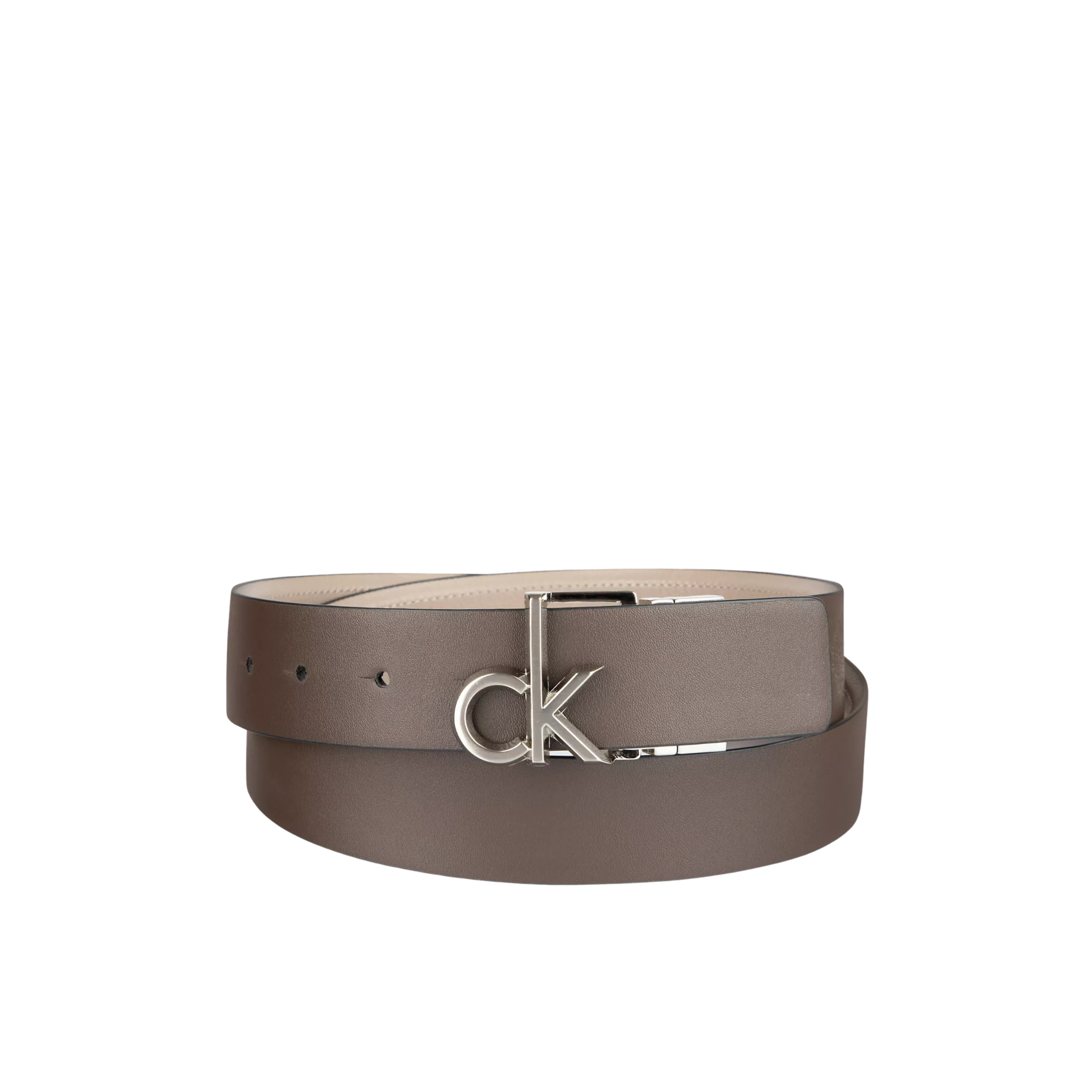 Calvin Klein Men Monogram Logo Plaque Reversible Belt - Taupe Brown