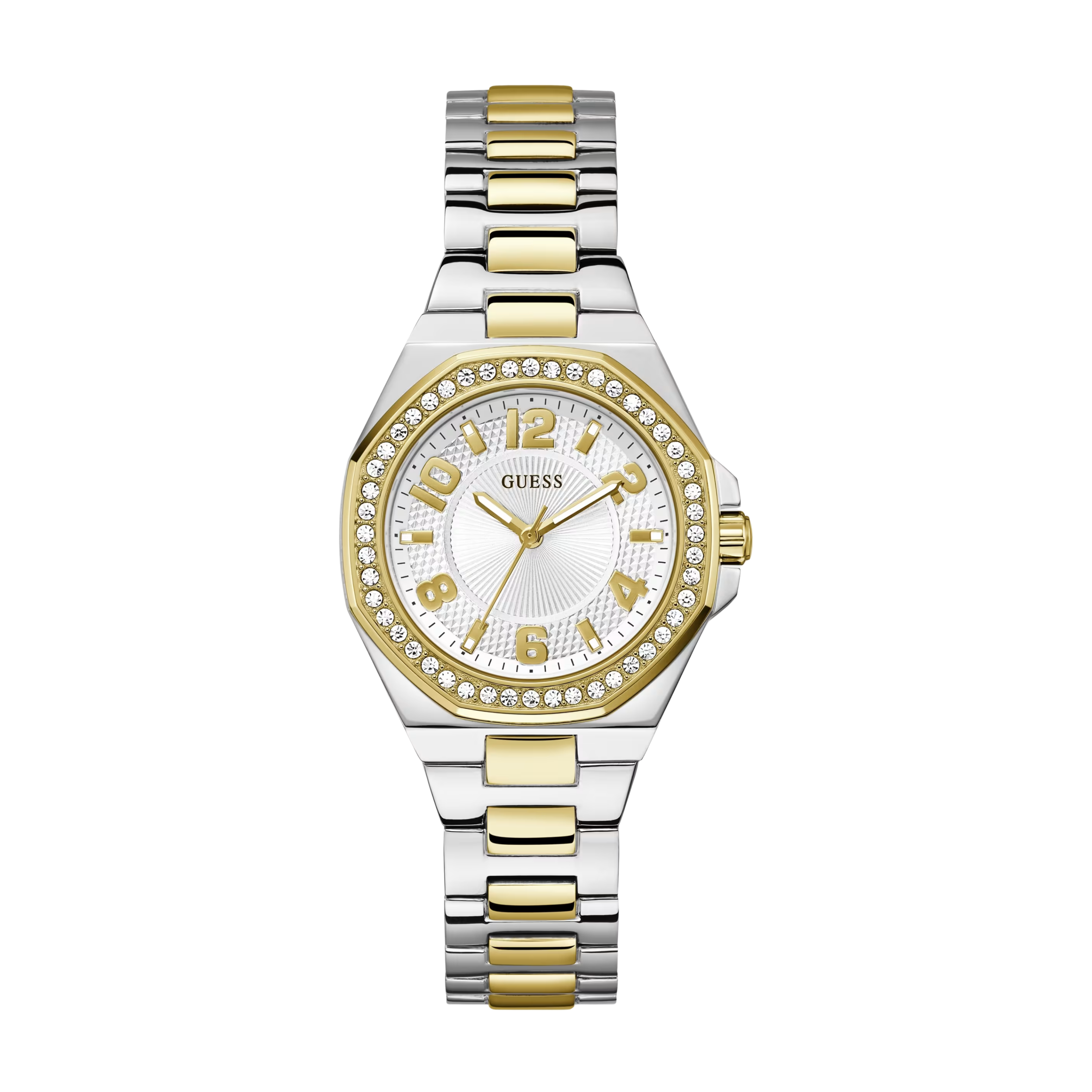Guess Women Silver and Gold Tone Analog Watch - White Multi