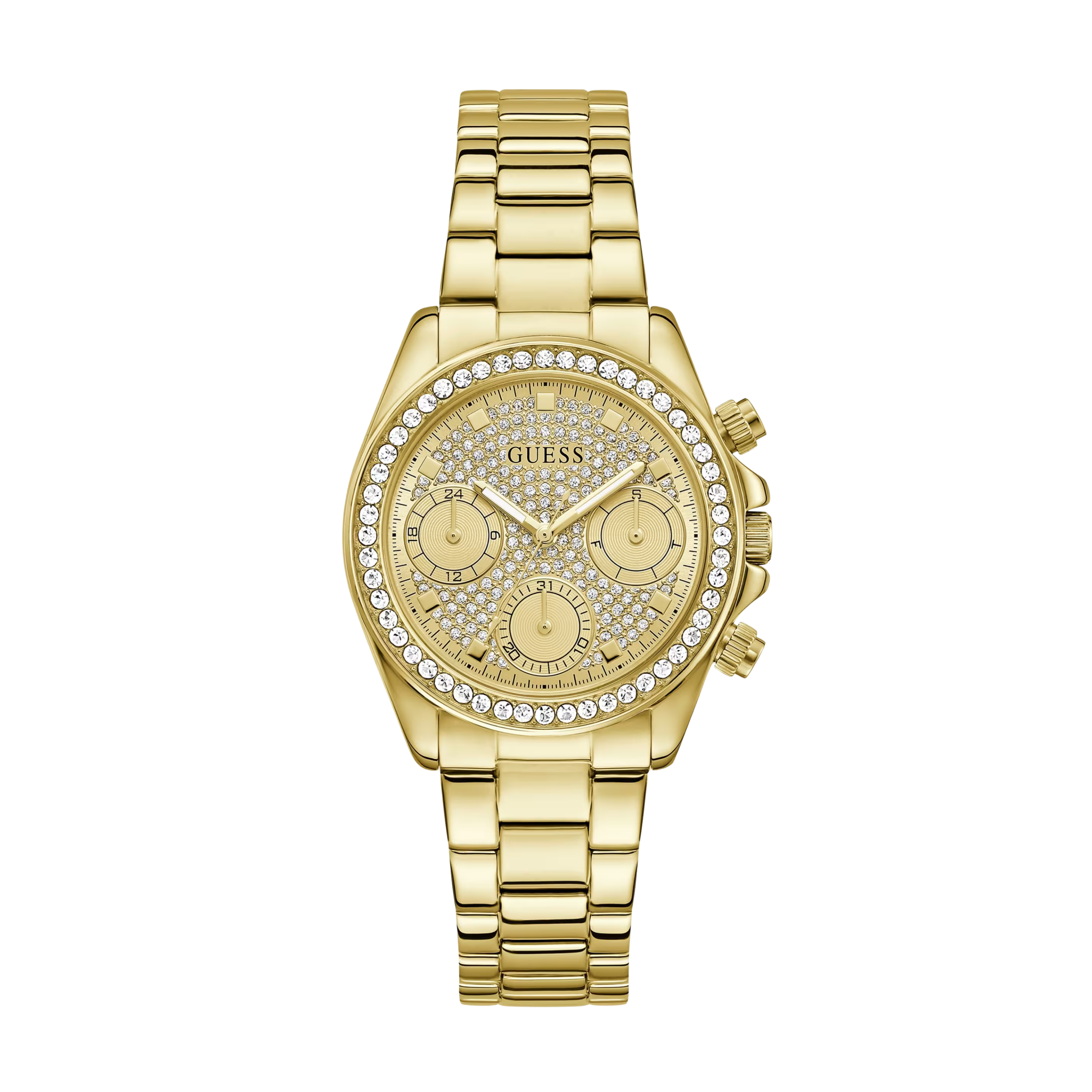 Guess Women Crystal Stainless Steel Multi Function Watch GW1037L2 - Gold