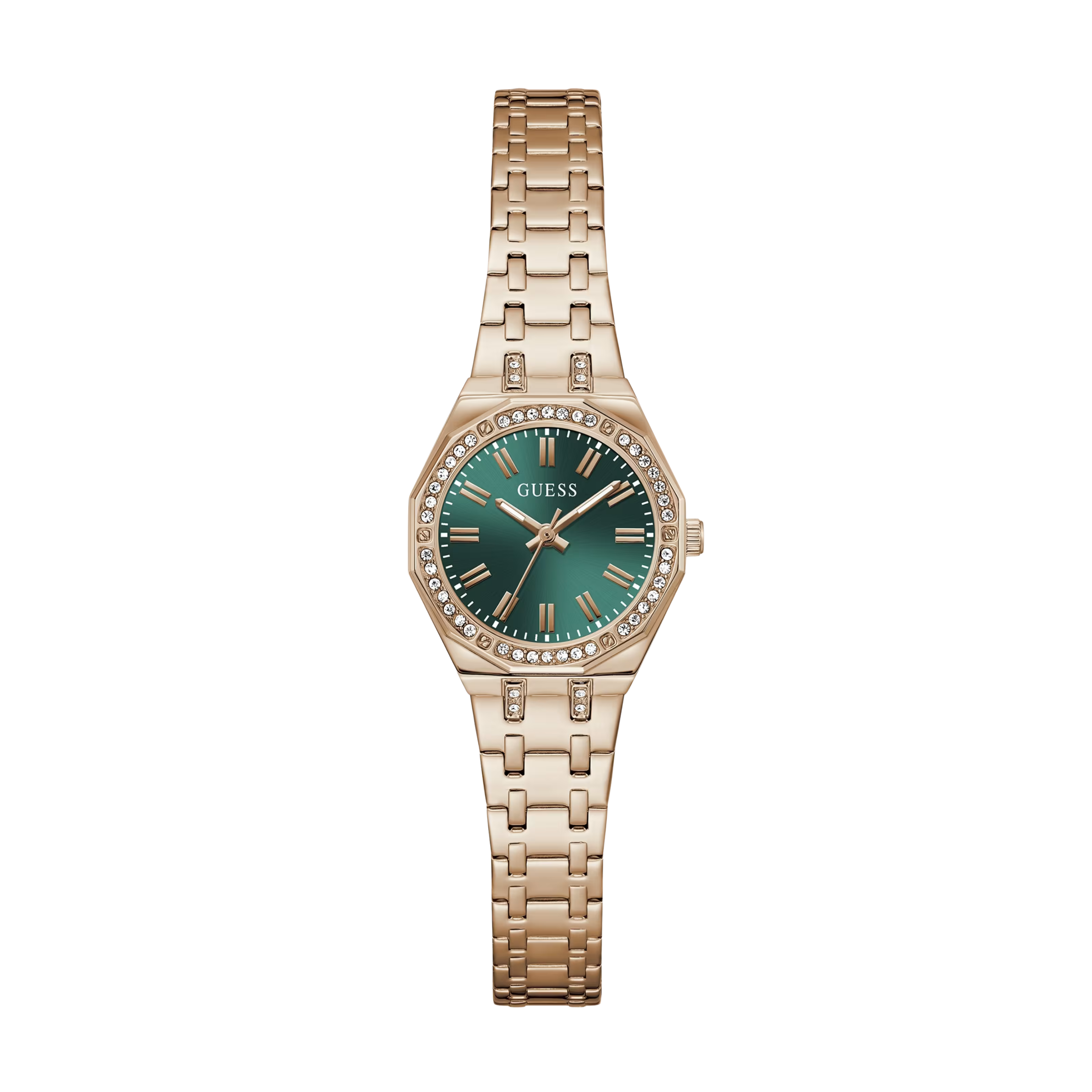 Guess Women Crystal Recycled Steel Analogue Watch 25 mm GW0931L7 - Rose Gold Teal