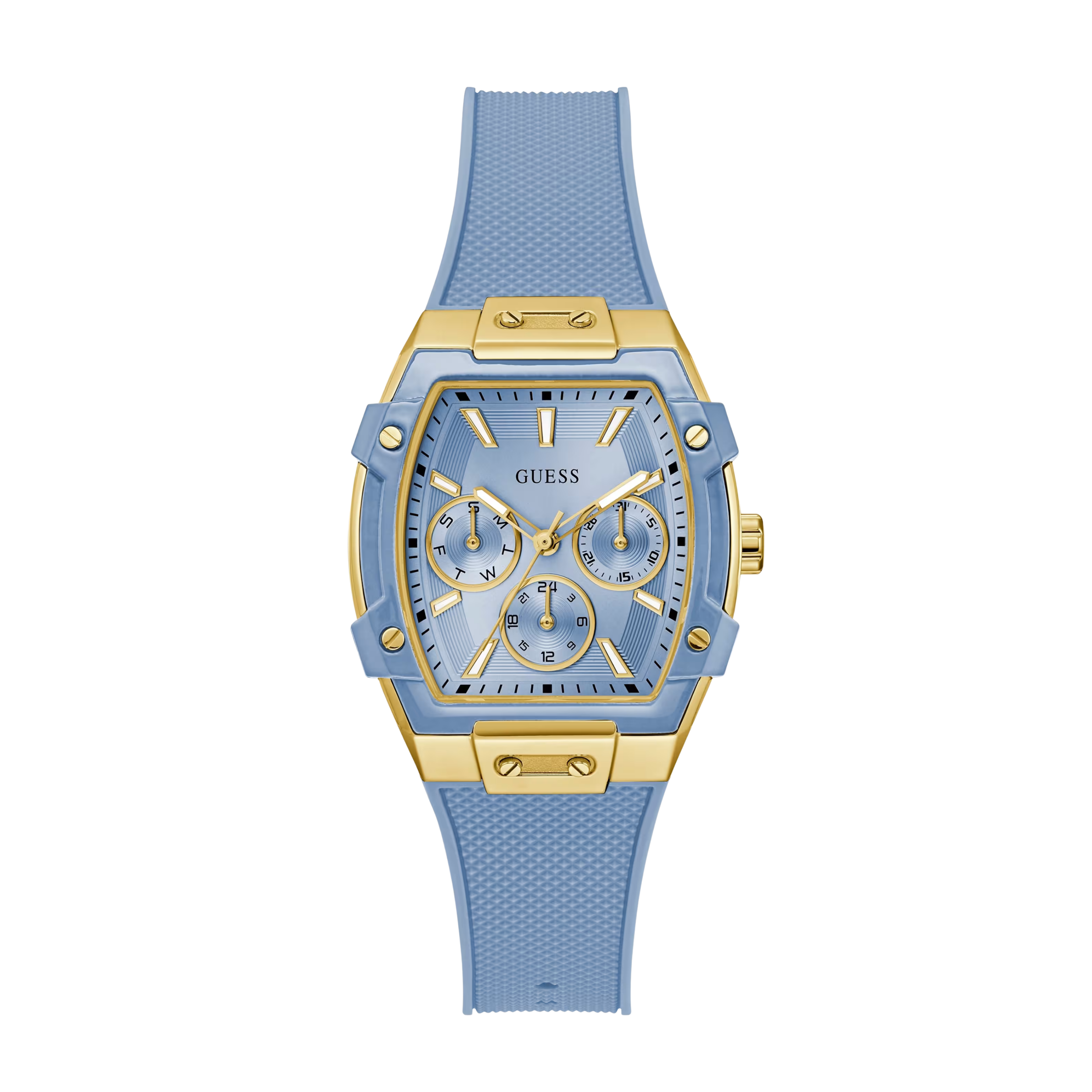 Guess Women Blue Silicone Multifunctional Watch GW0945L3 - Gold Blue