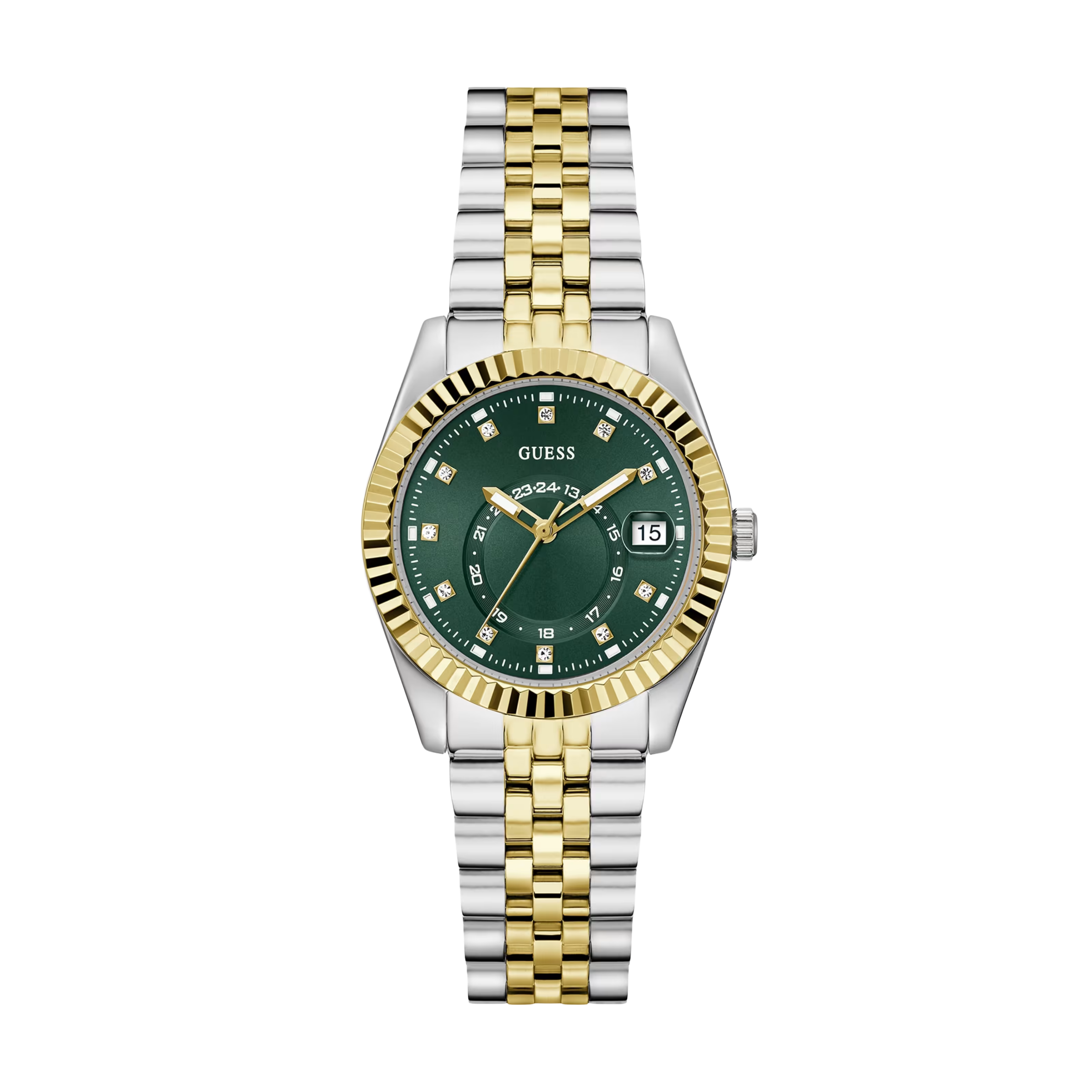 Guess Women Two Tone And Green Multifunction Watch GW0936L3 - Silver Green