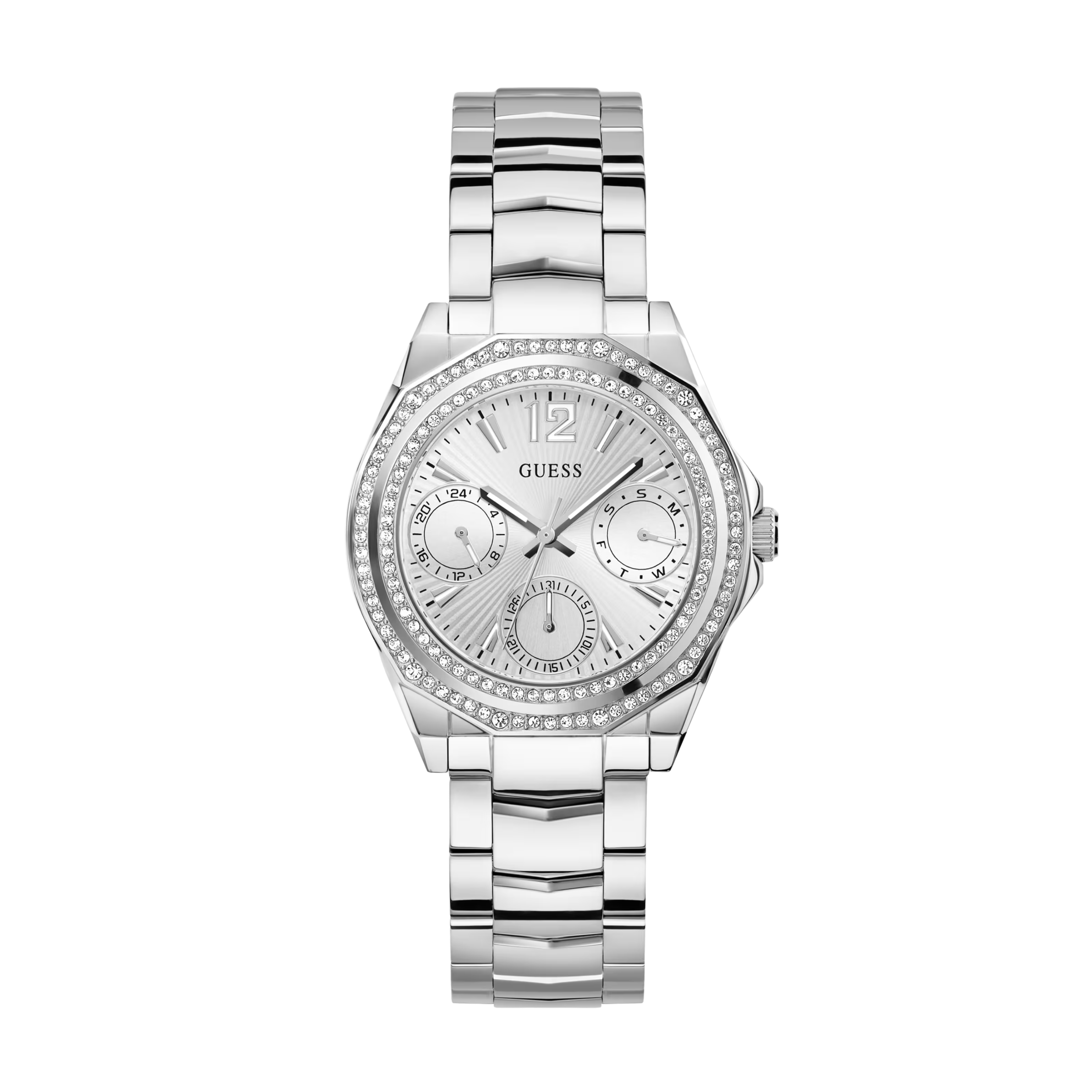Guess Women Silver Tone And Crystal Multifunction Watch GW0685L1 - Silver