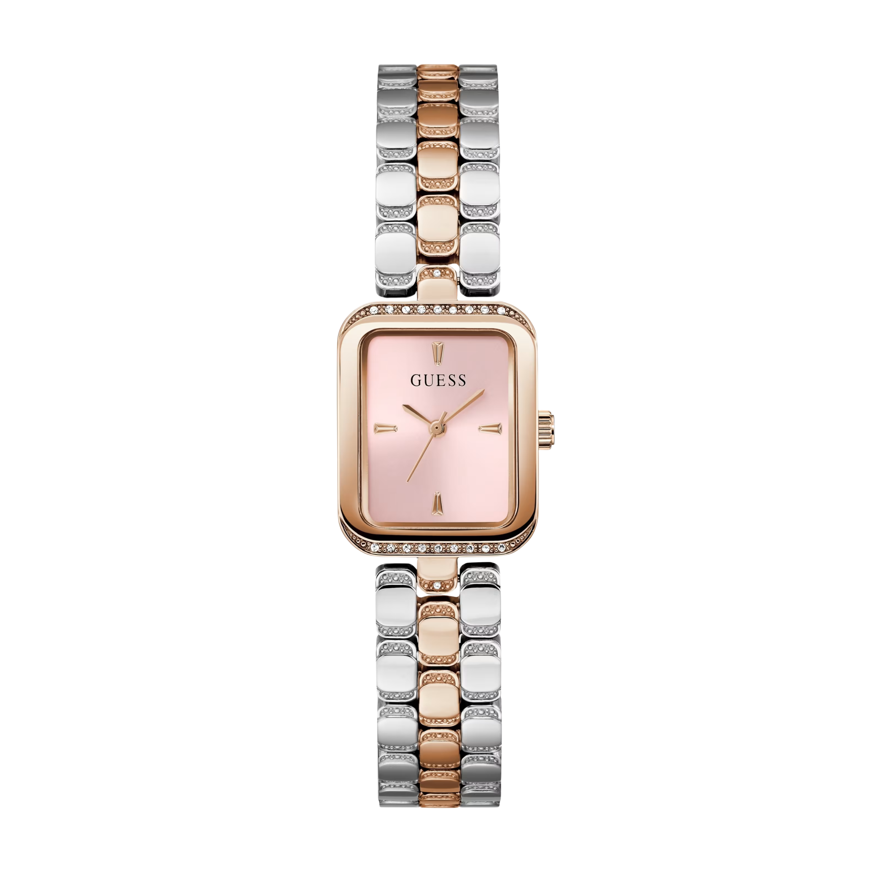 Guess Women Two Tone Rectangle Analog Watch GW0865L5 - Silver Rose Gold