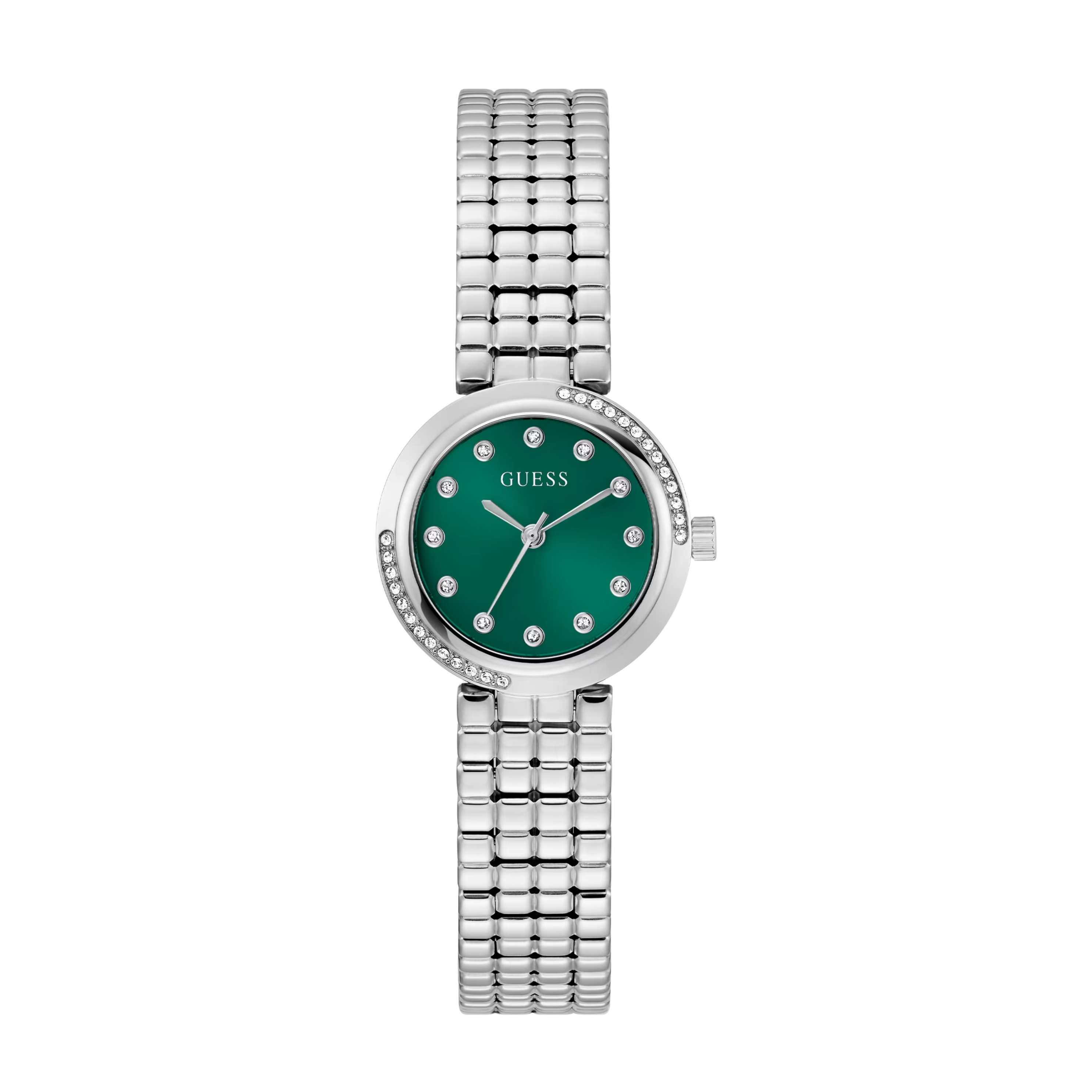 Guess Women Silver Tone Green Analog Watch GW0930L1 - Silver