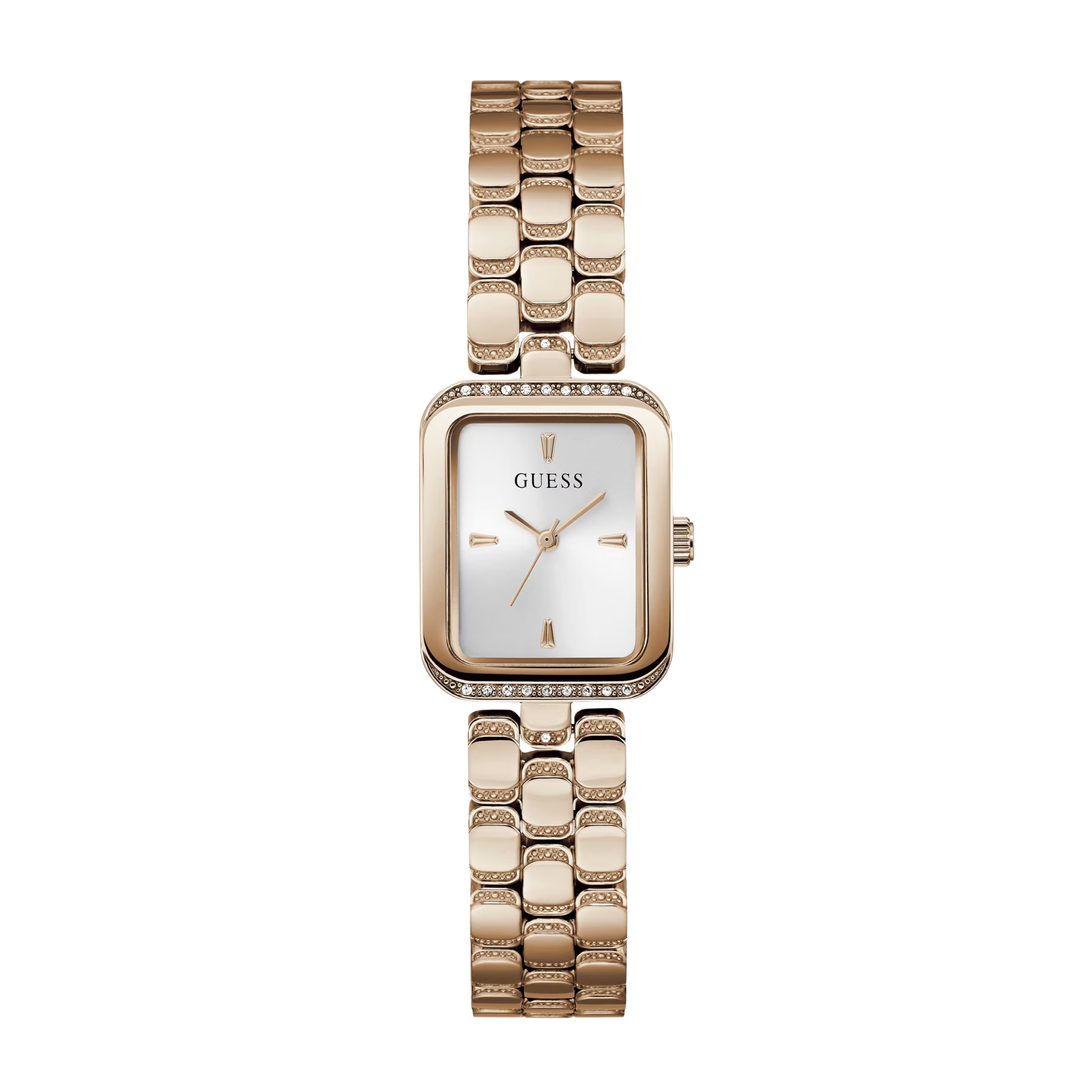 Guess Women Rose Gold Tone Textured Square Analog Watch GW0865L3 - Rose Gold