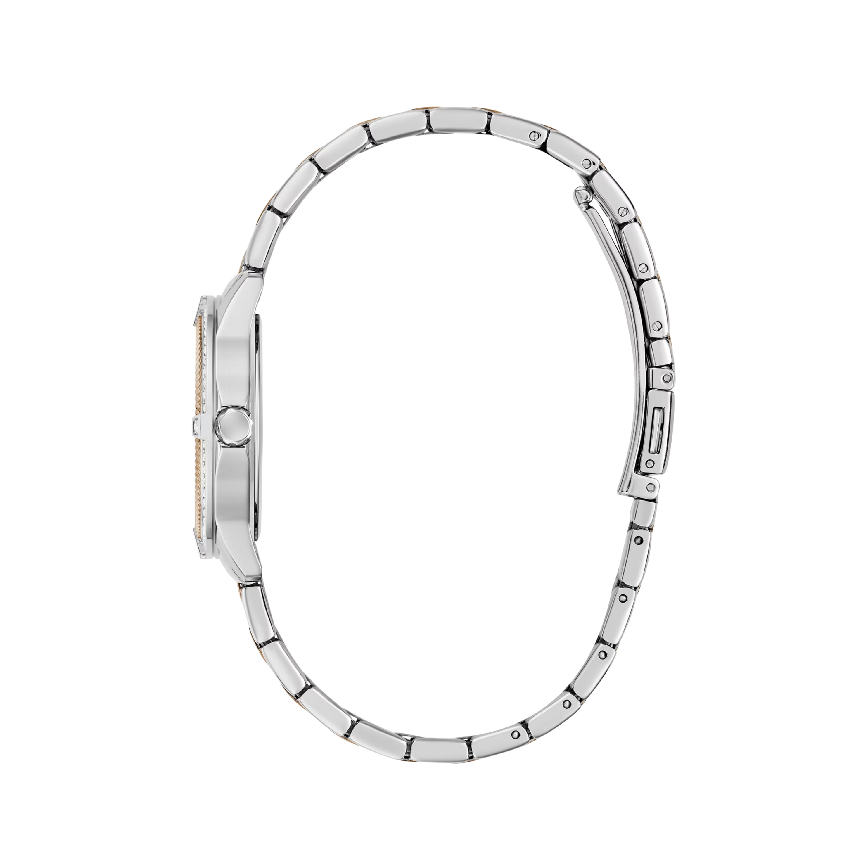 Guess Women Crystal Stainless Steel Analogue Watch GW1027L5- Silver Rose Gold