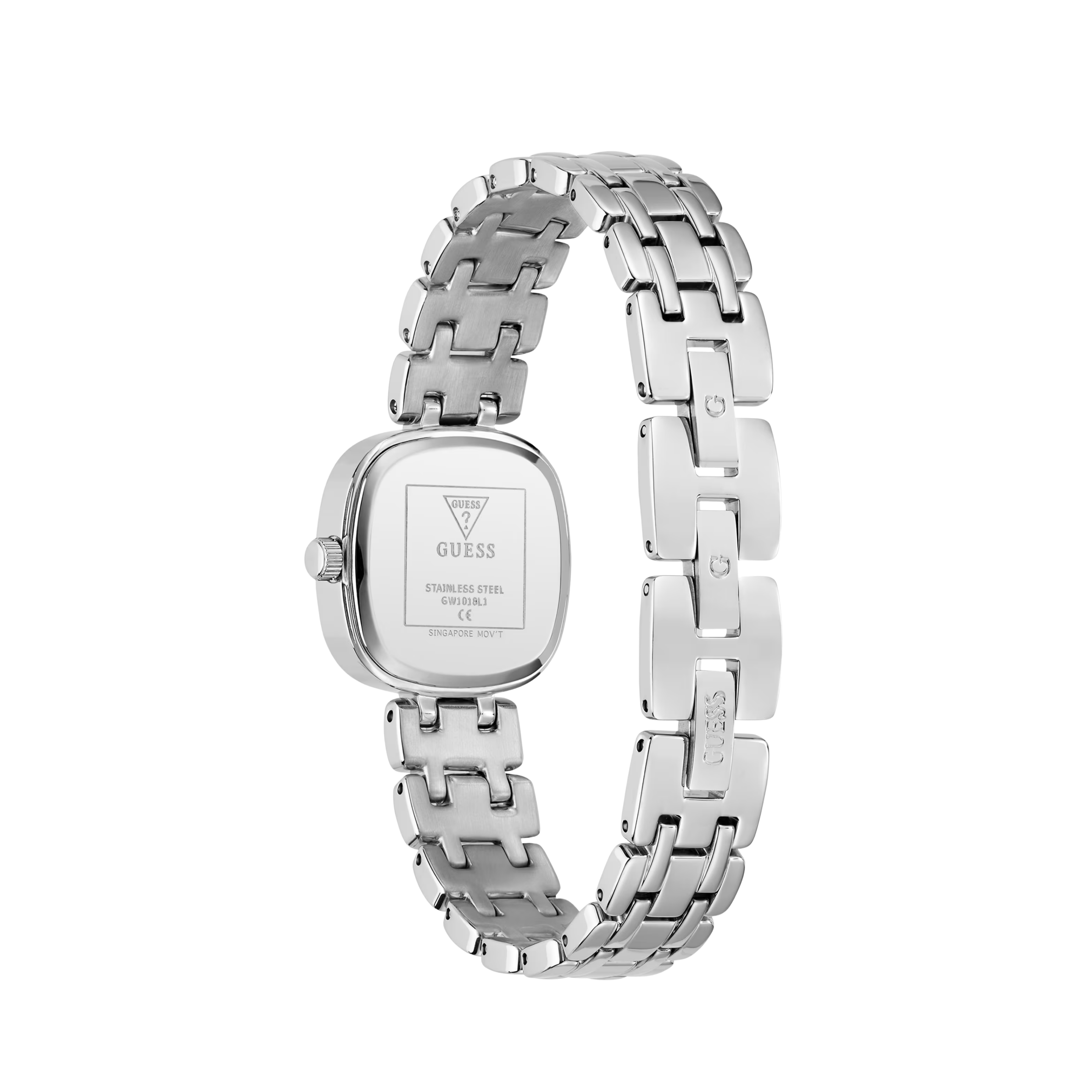 Guess Women Crystal Recycled Steel analogue watch 25 mm GW1018L1 - Silver