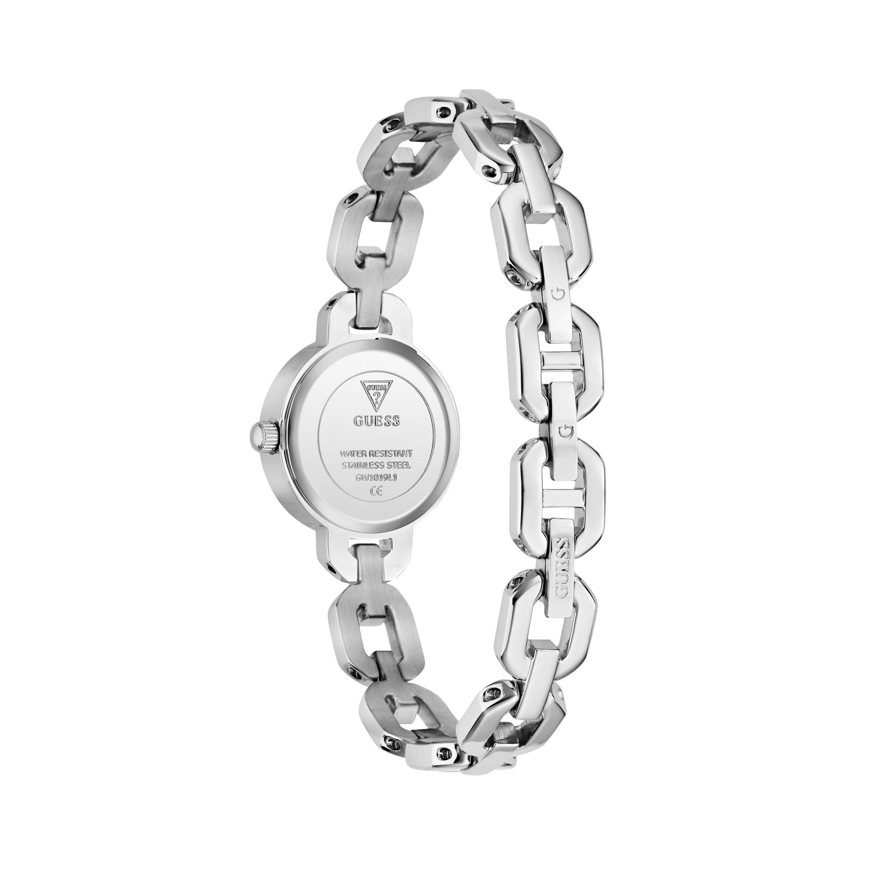 Guess Women Crystal Recycled Steel Analogue Watch 22 mm GW1019L1 - Silver