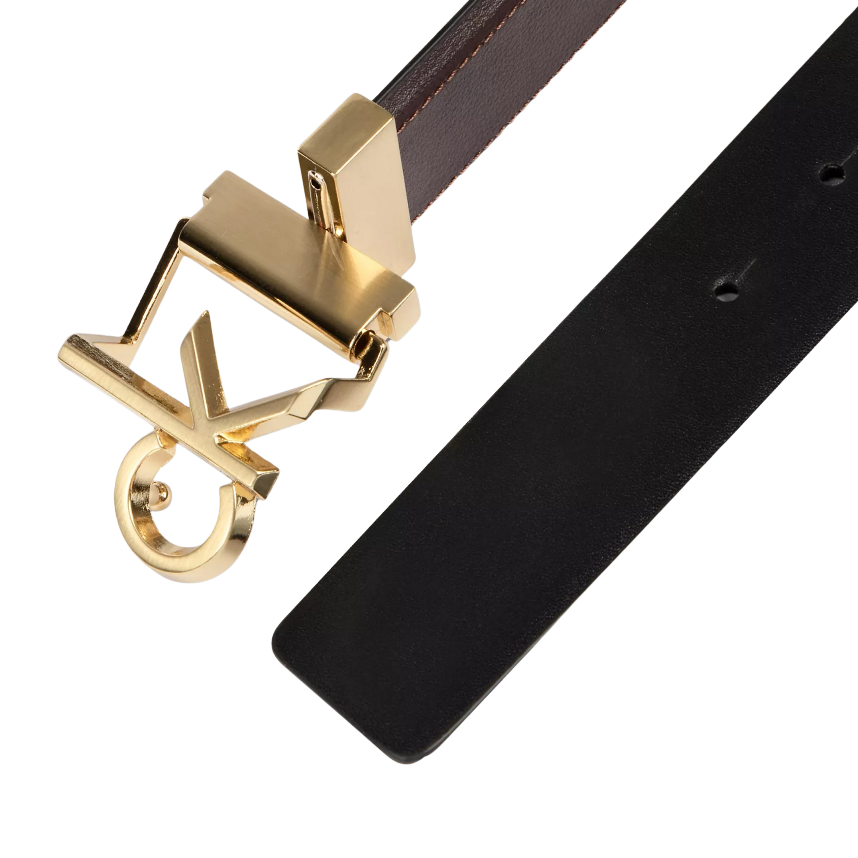 Calvin Klein Men Monogram Logo Plaque Reversible Belt - Burgundy Black