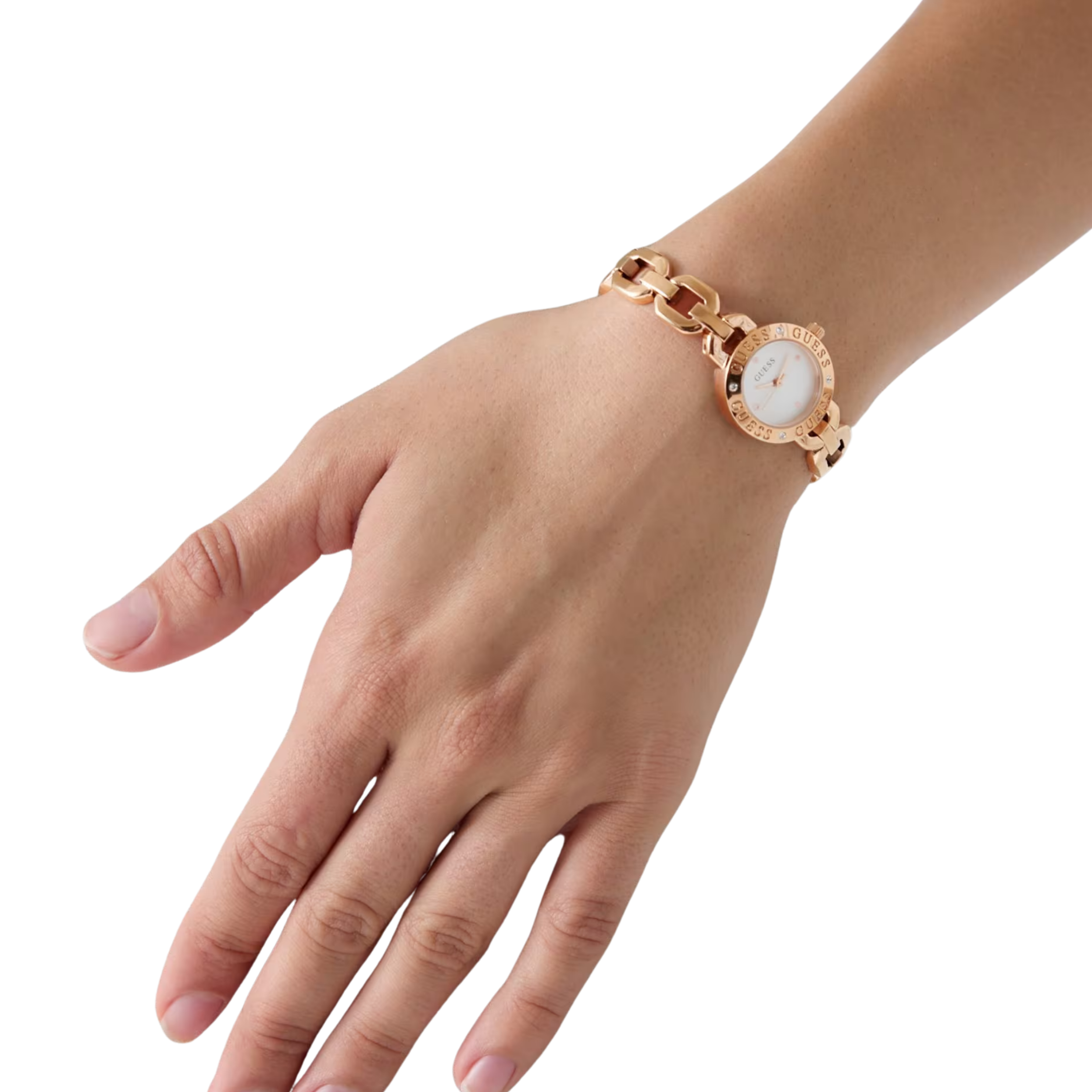 Guess Women Crystal Recycled Steel Analogue Watch 22 mm GW1019L4 - Rose Gold