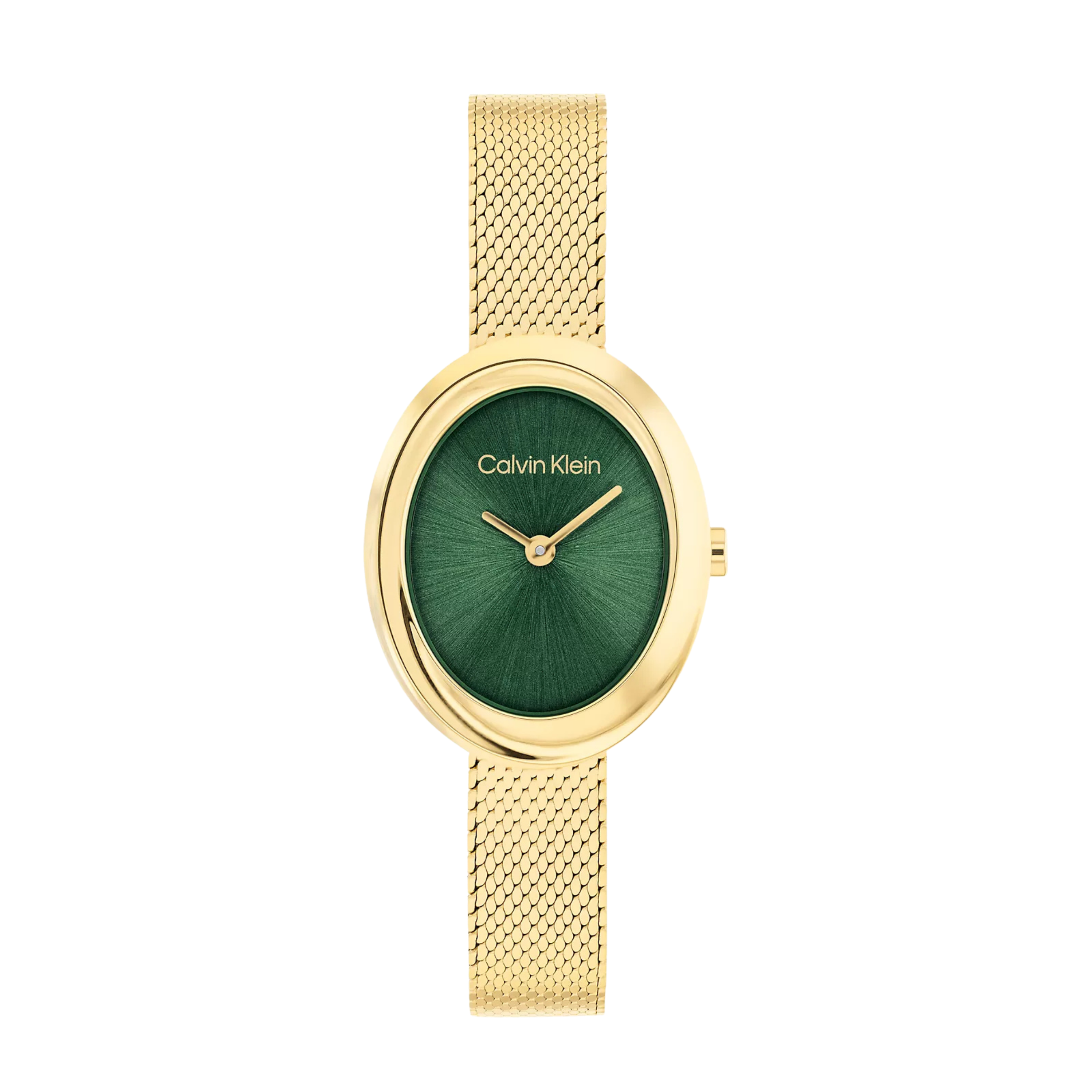 Calvin Klein Women Contoured Bezel Oval Dial Watch - Green