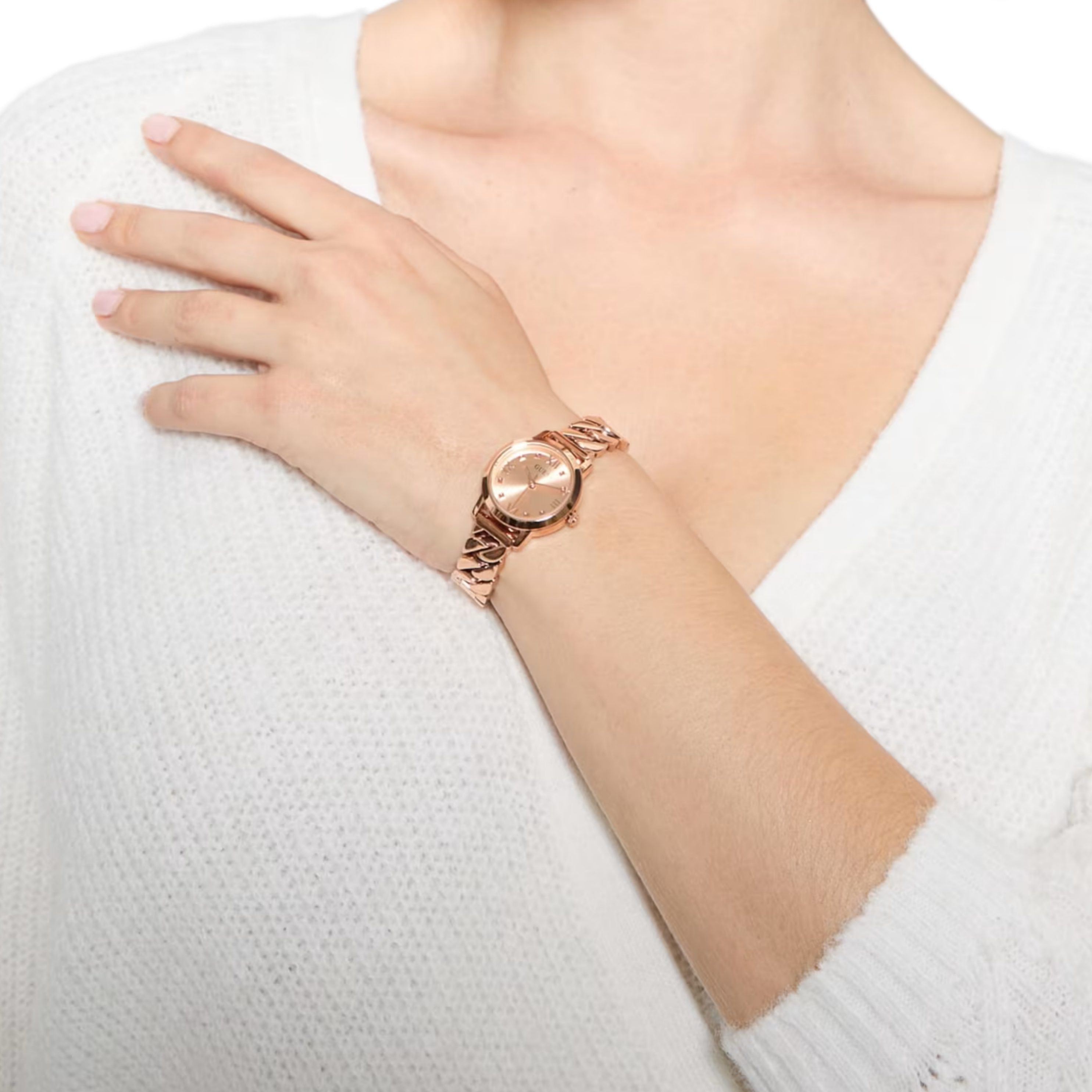 Guess Women Rose Gold Tone Mixed Chain Analog Watch  GW0867L3 - Rose Gold
