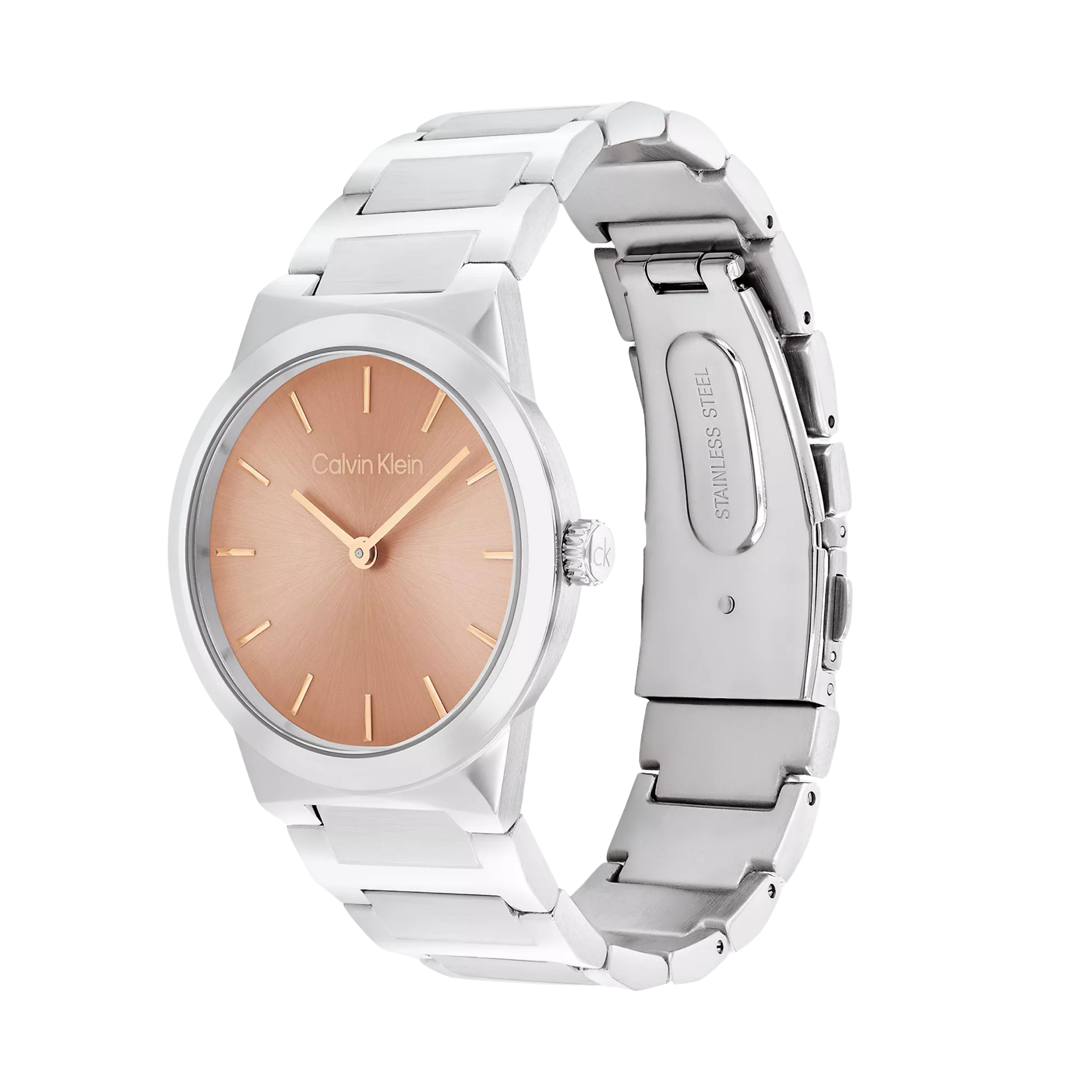 Calvin Klein Women Minimalist Integrated Link Bracelet 32mm Watch - Blush