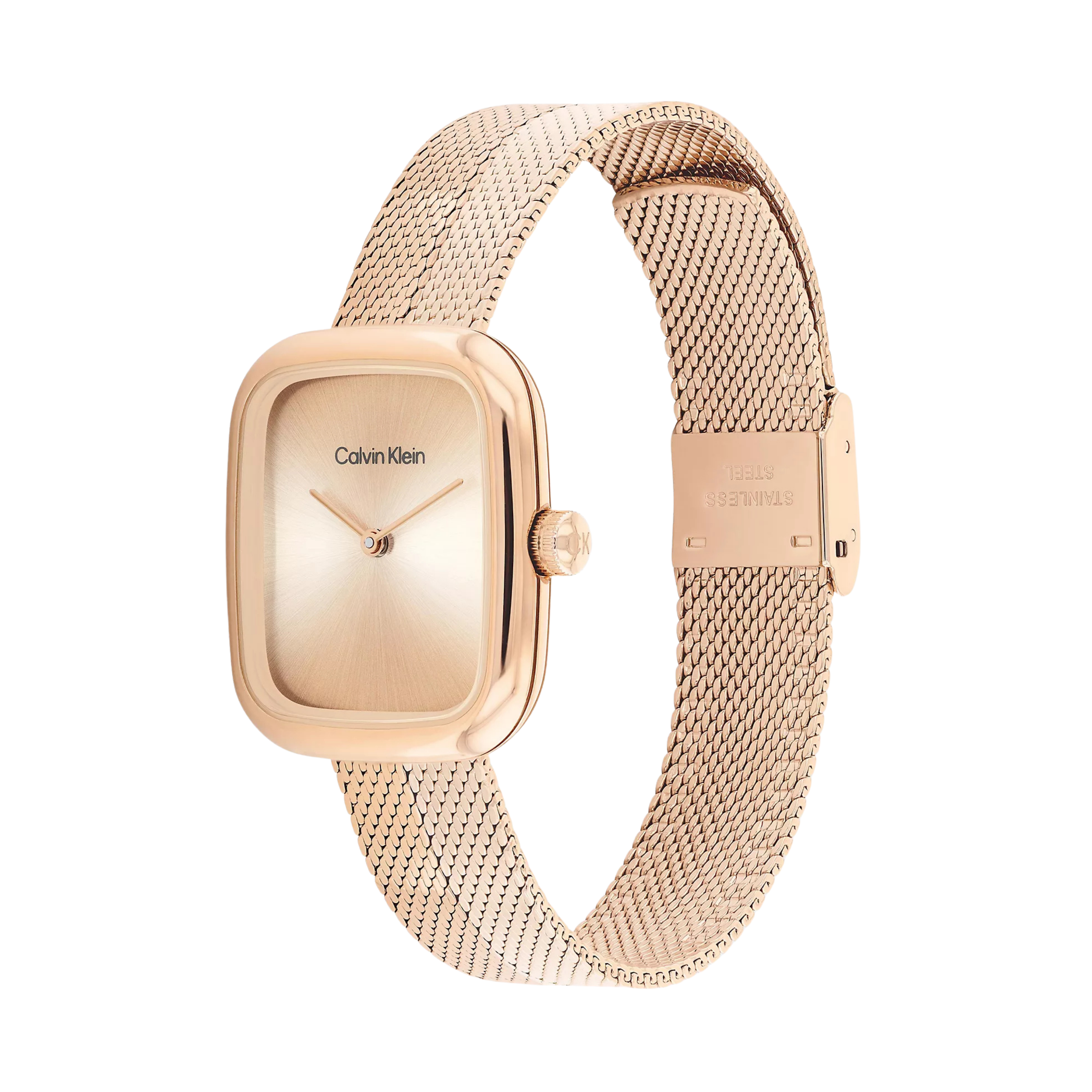 Calvin Klein Women Curved Mesh Watch - Champagne Gold