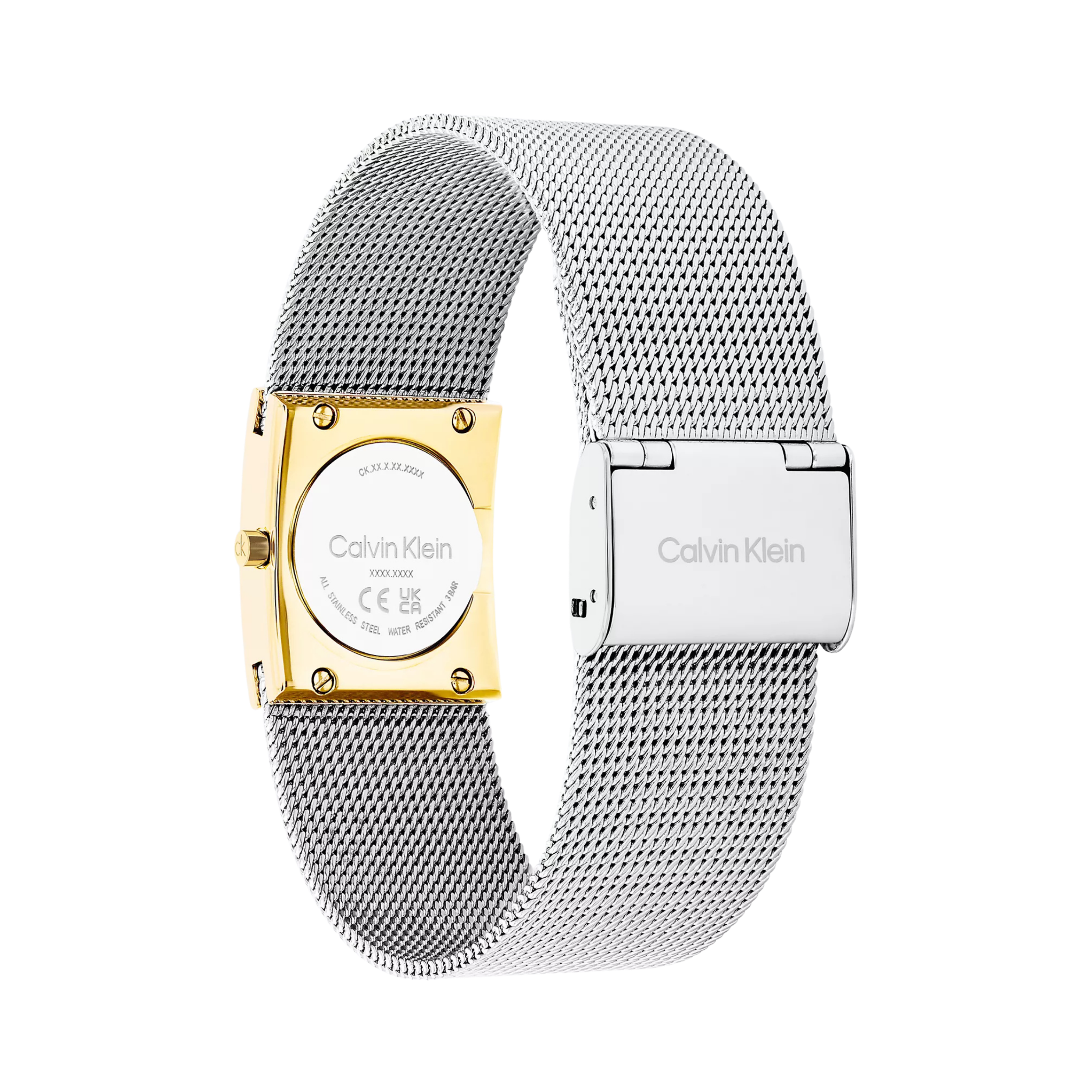 Calvin Klein Women Geometric Dial Mesh Bracelet Watch - Silver Gold