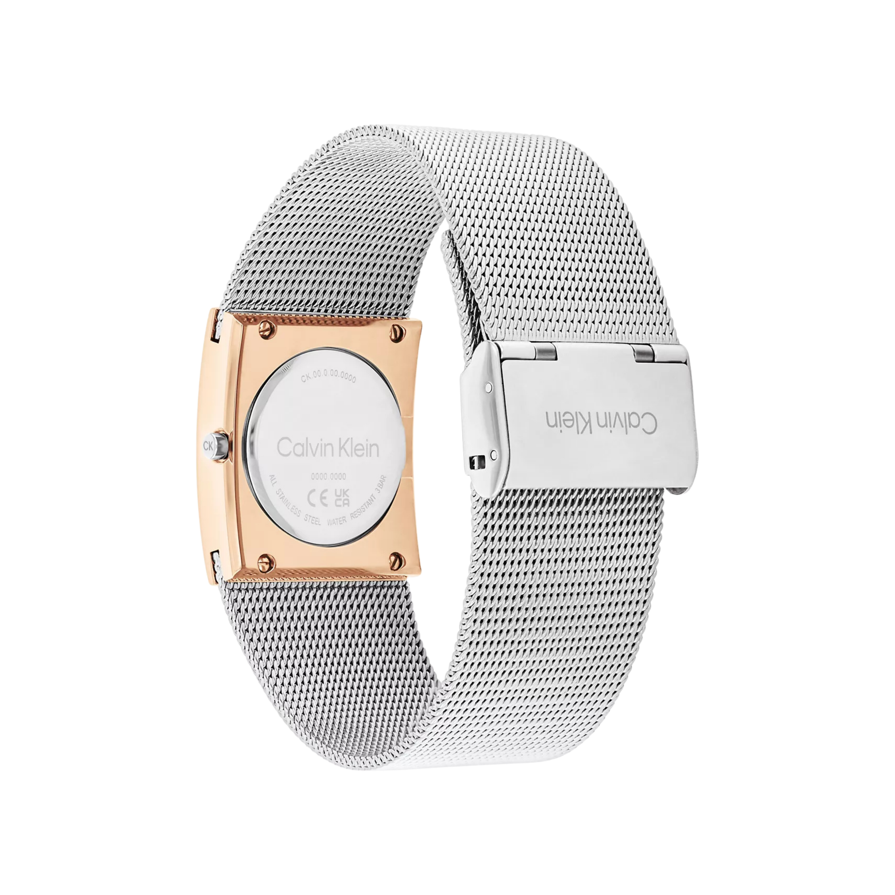Calvin Klein Women Geometric Dial Mesh Bracelet Watch - Silver Rose Gold