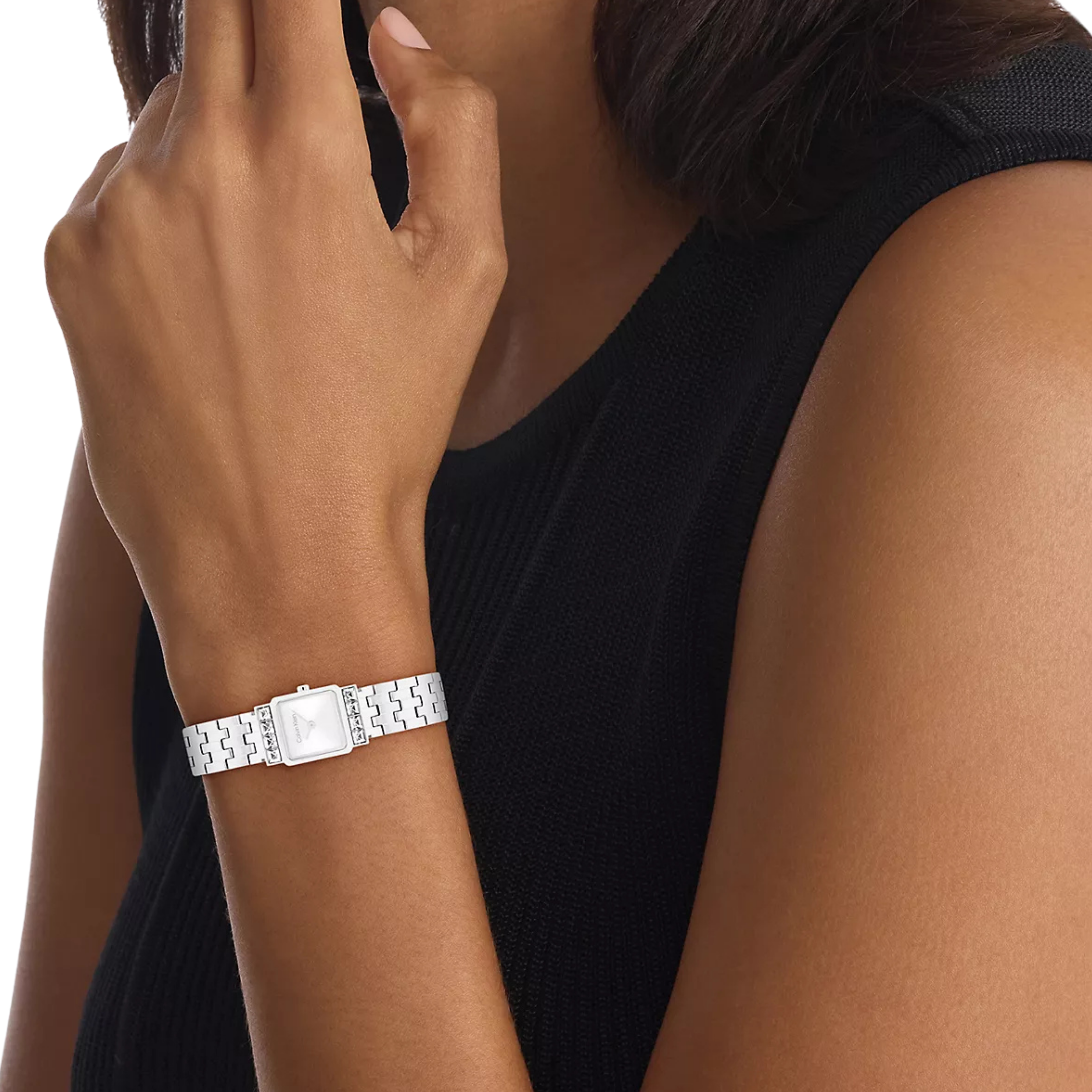 Calvin Klein Women Square Dial Link Bracelet Watch - Silver