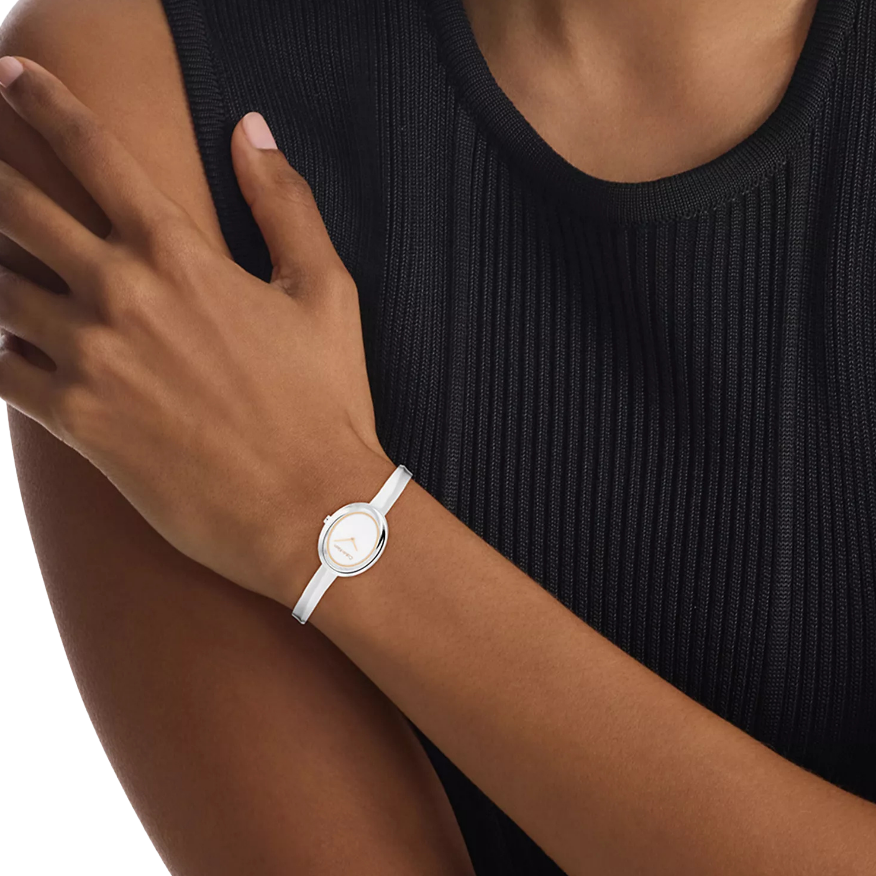 Calvin Klein Women Contoured Bezel Watch - Silver
