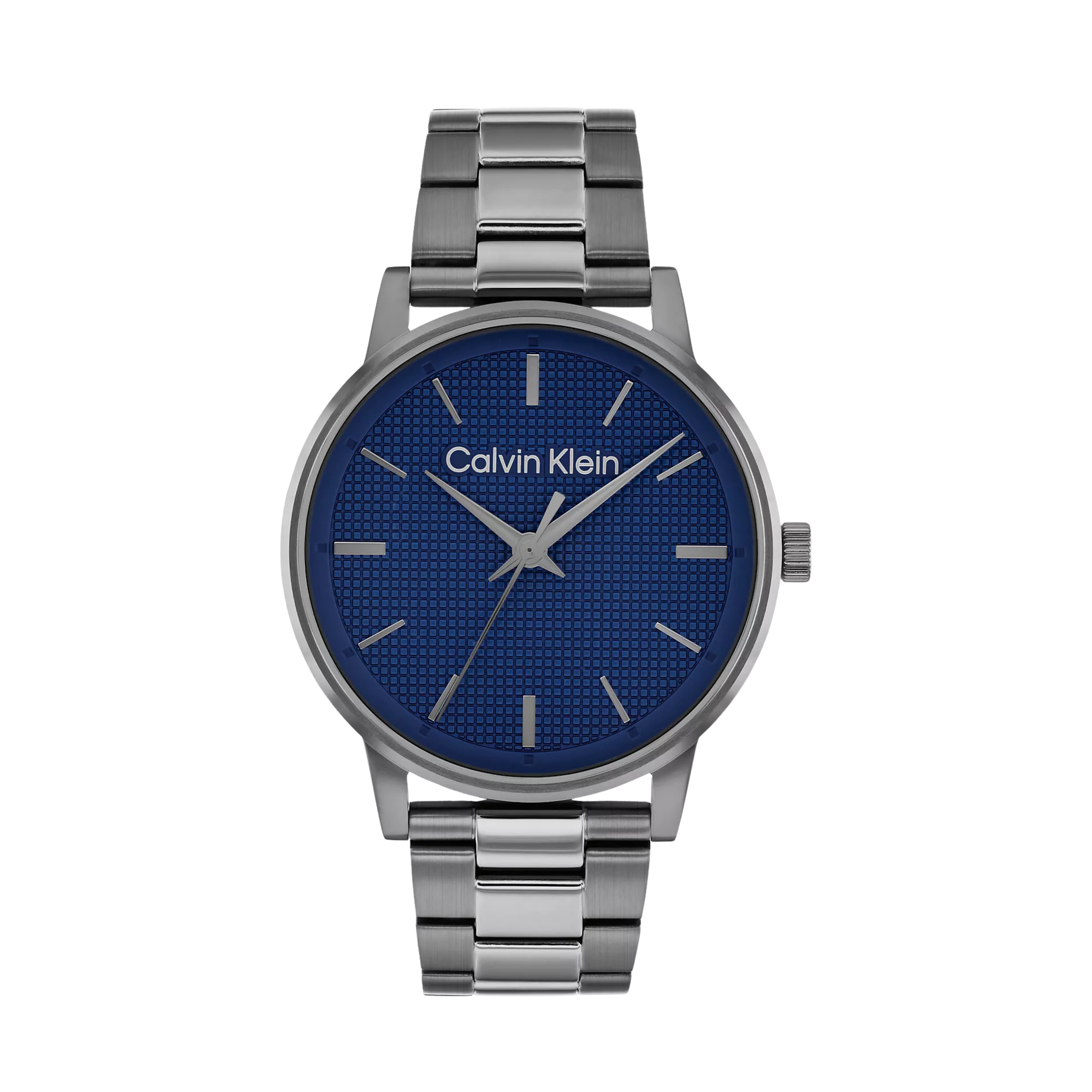 Calvin Klein Men Textured Dial Link Bracelet Watch 25200502 - Blue