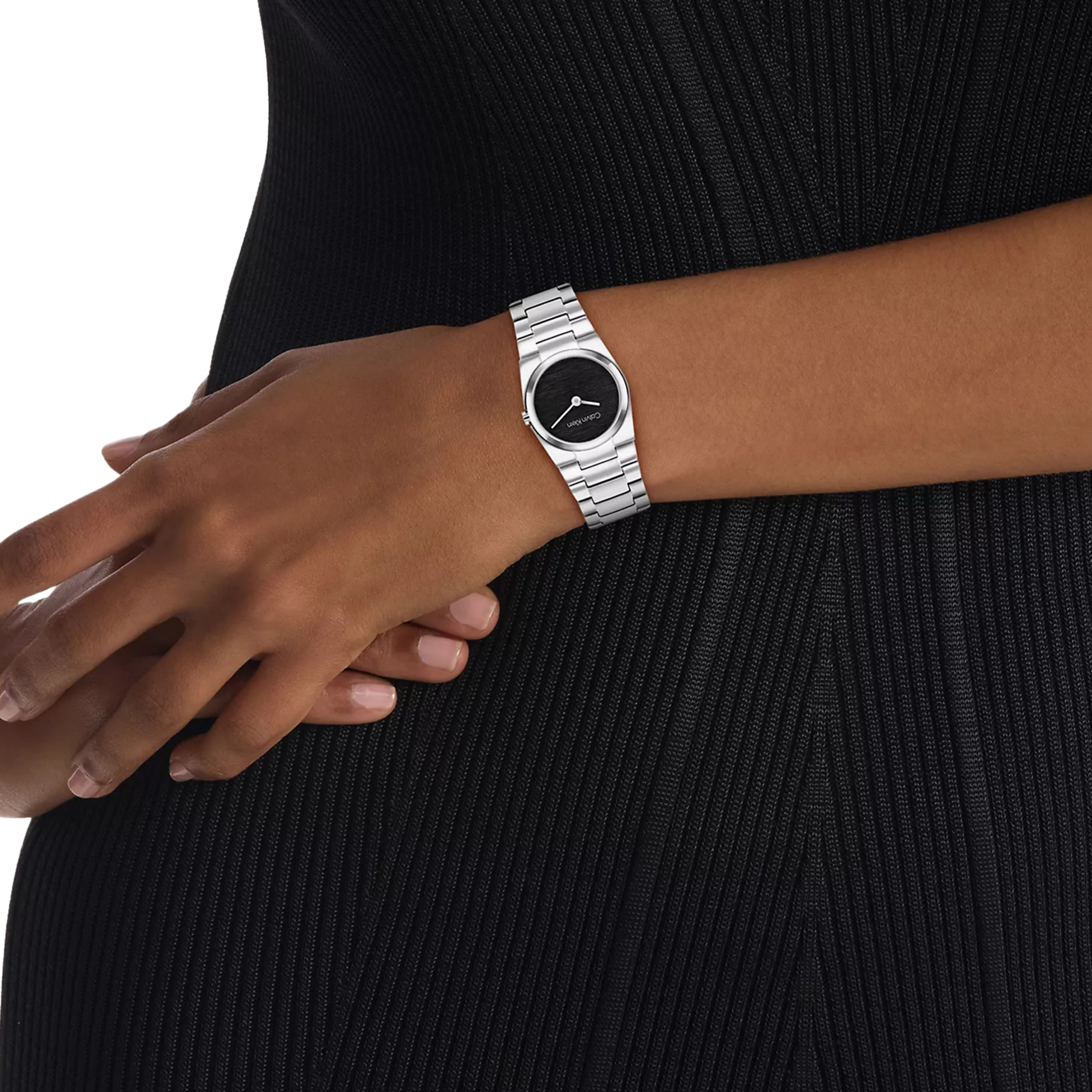 Calvin Klein Women Textured Dial Link Bracelet Watch - Black