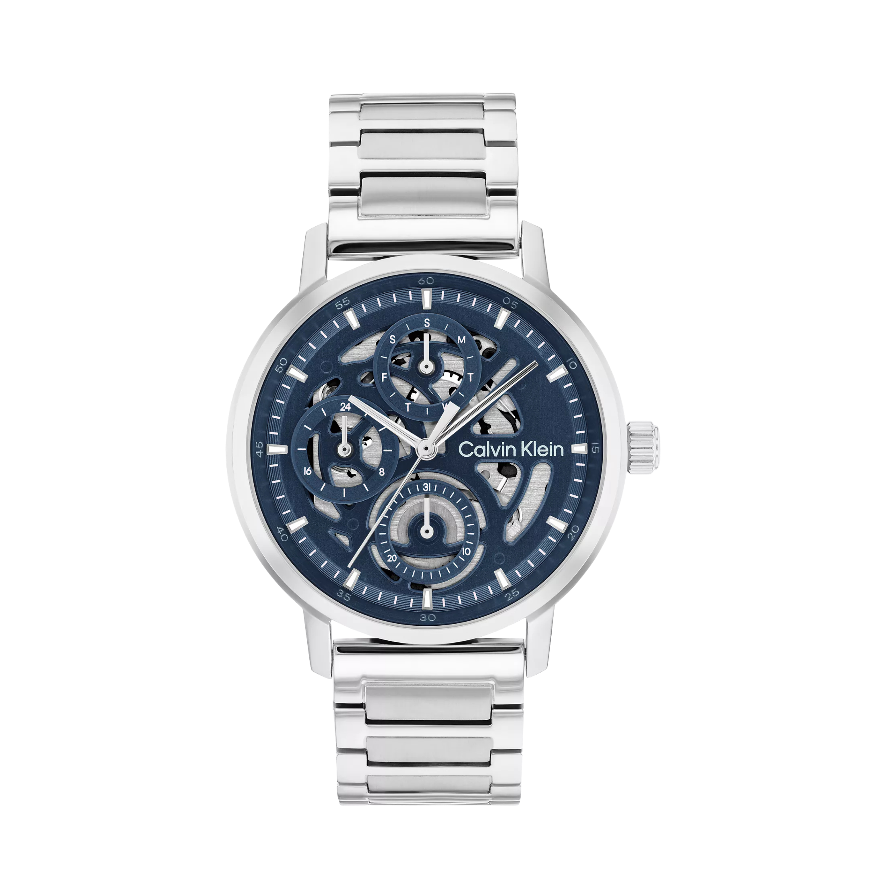 Calvin Klein Men Multifunction Exposed Dial Link Bracelet Watch 25200562 - Silver
