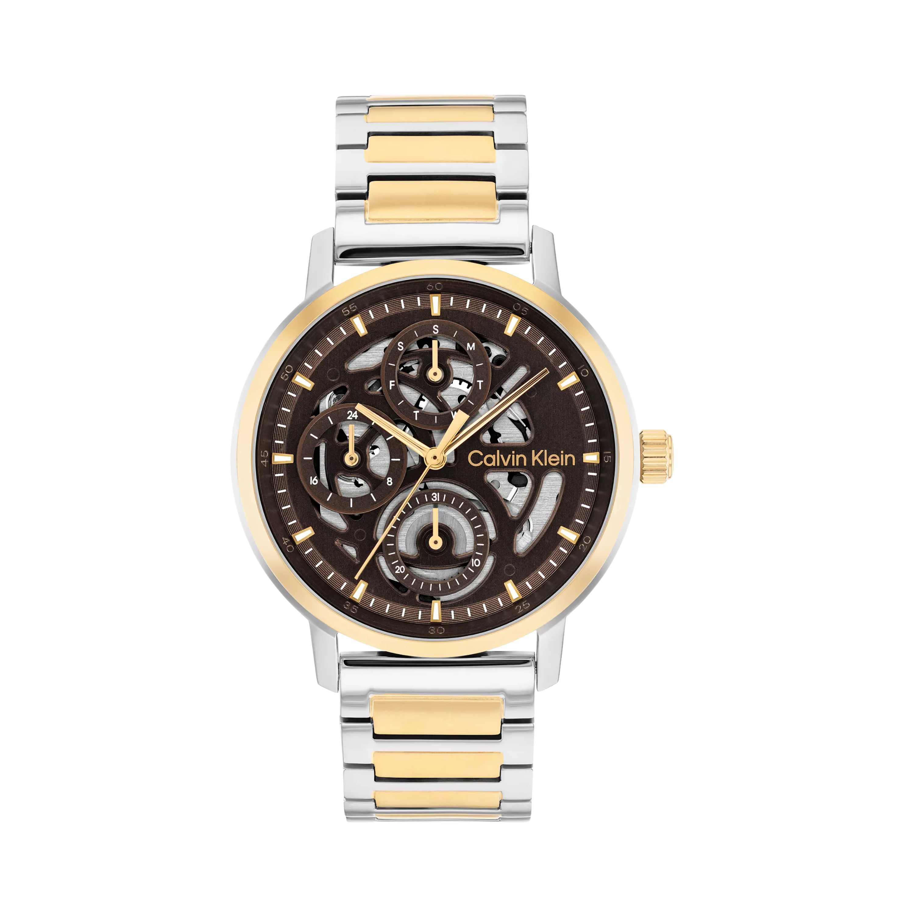 Calvin Klein Men Multifunction Exposed Dial Link Bracelet Watch 25200562 - Two Tone