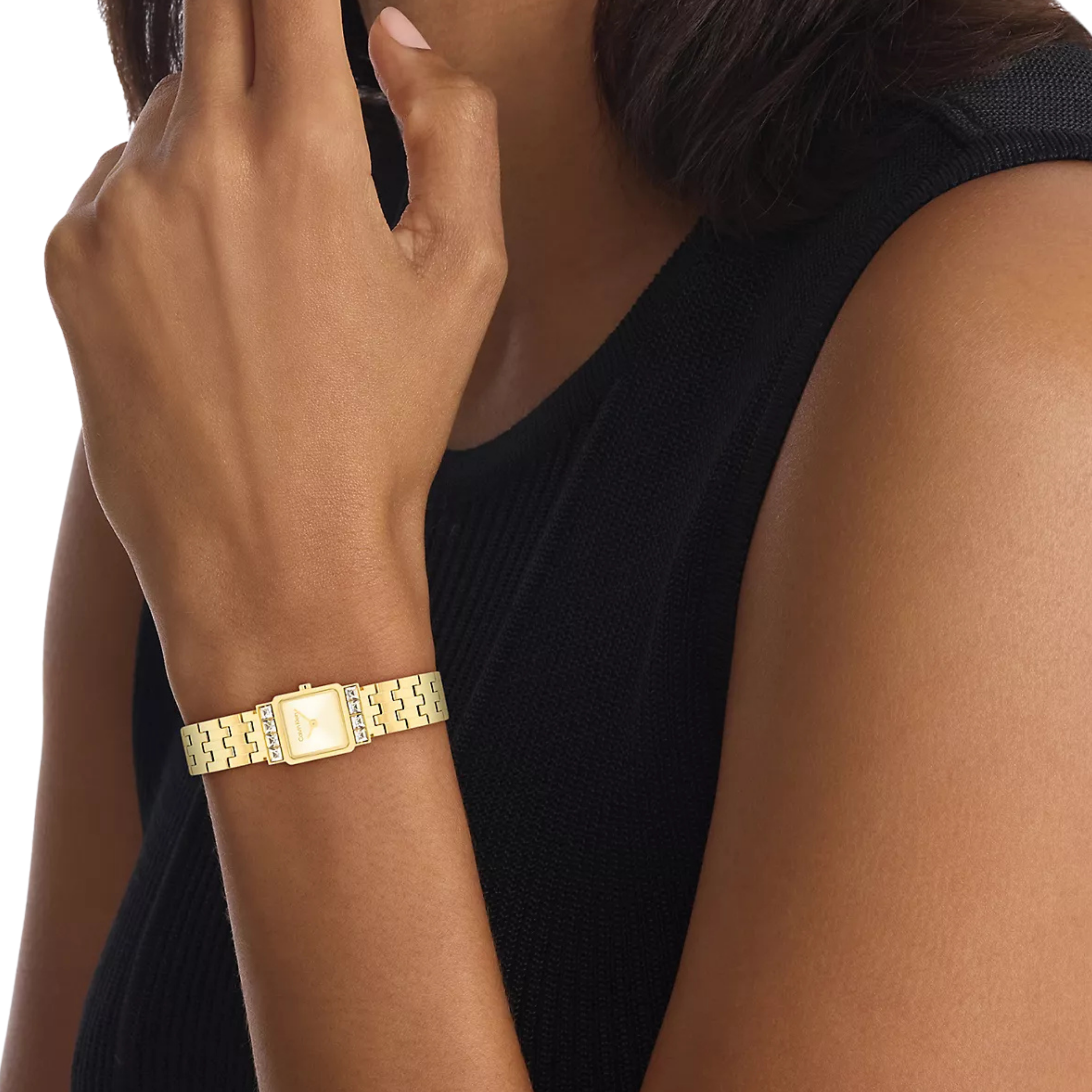 Calvin Klein Women Square Dial Link Bracelet Watch - Gold