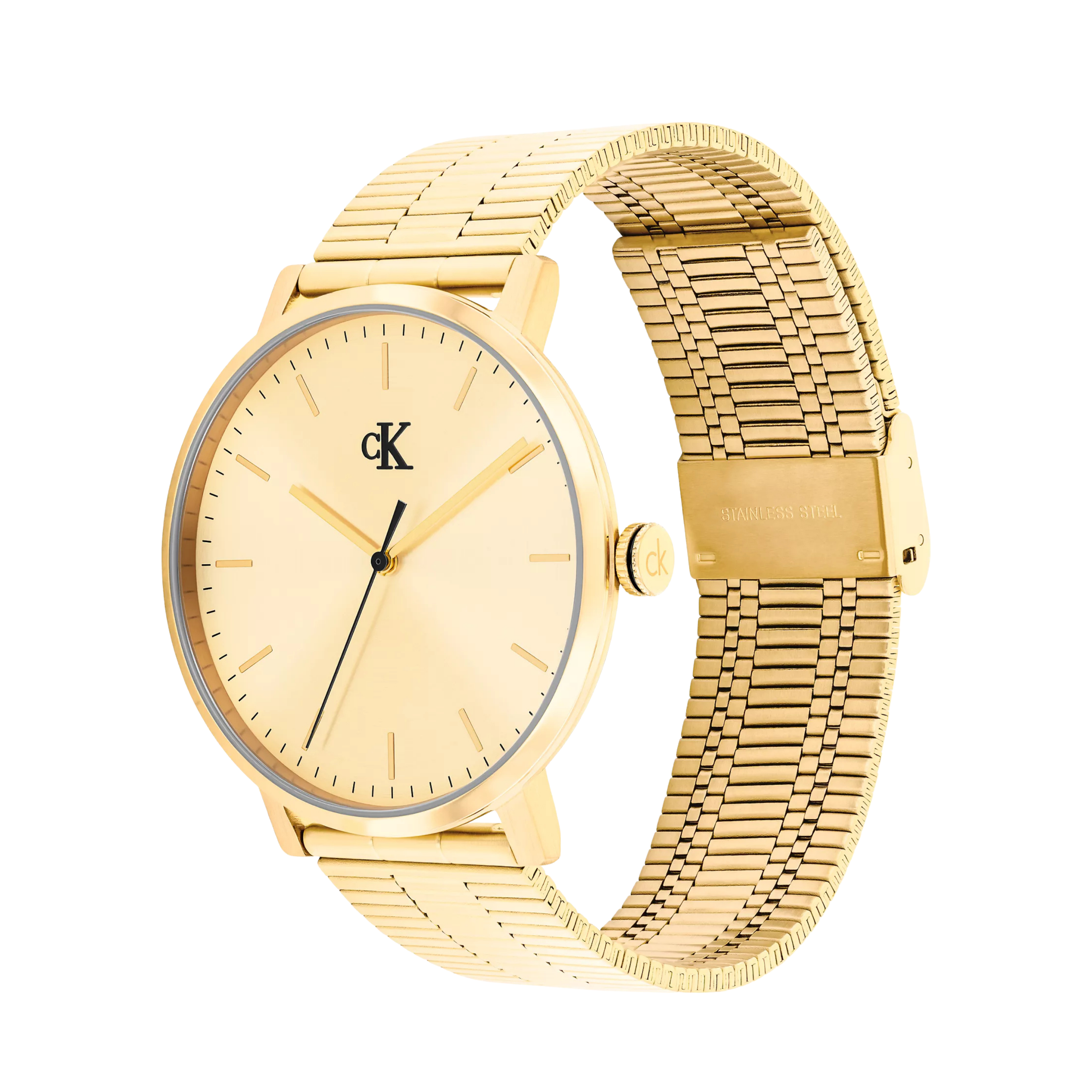 Calvin Klein Men Slim Case Link Bracelet Watch 25200547 - Gold