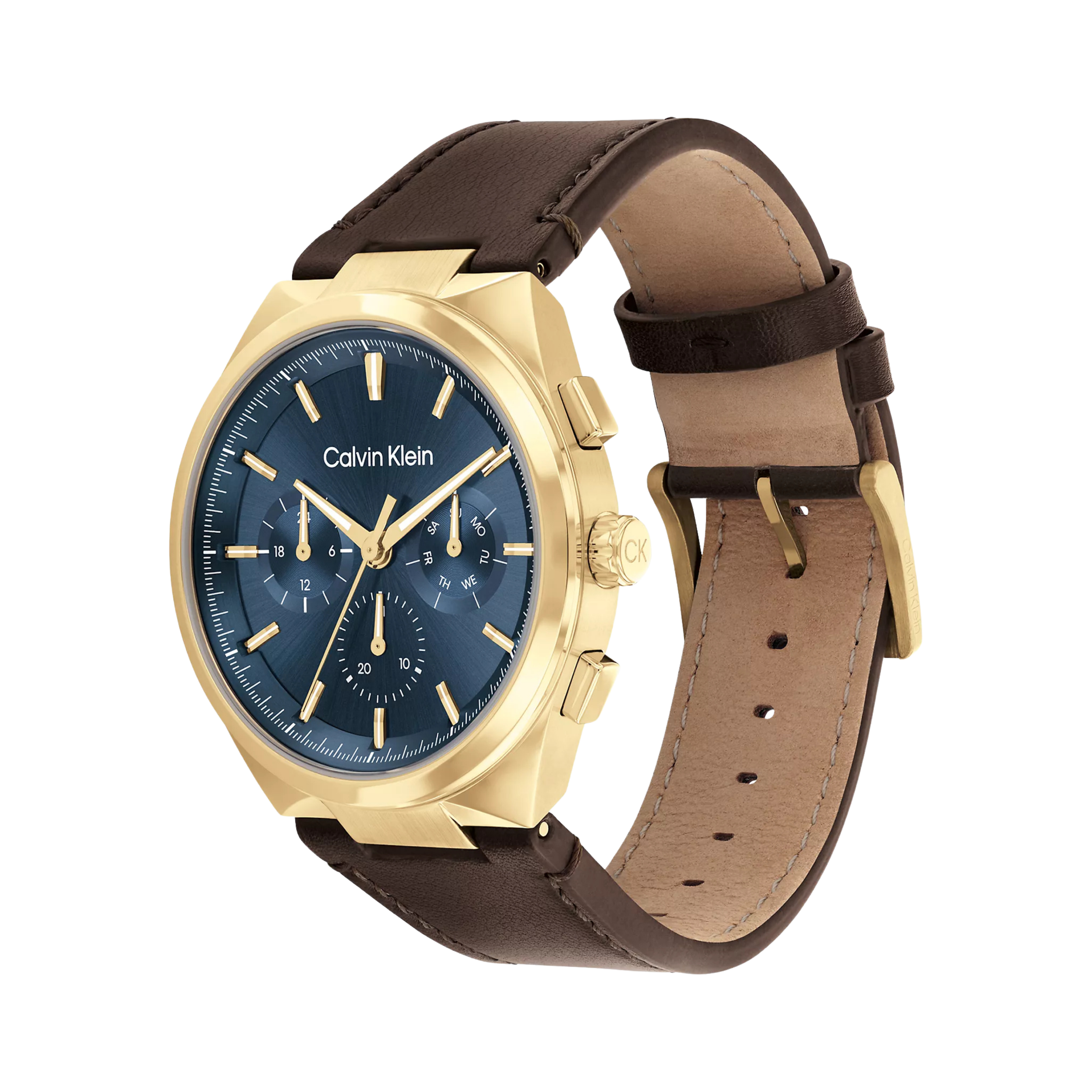 Calvin Klein Men Multifunction Leather Bracelet Watch 25200445 - Blue