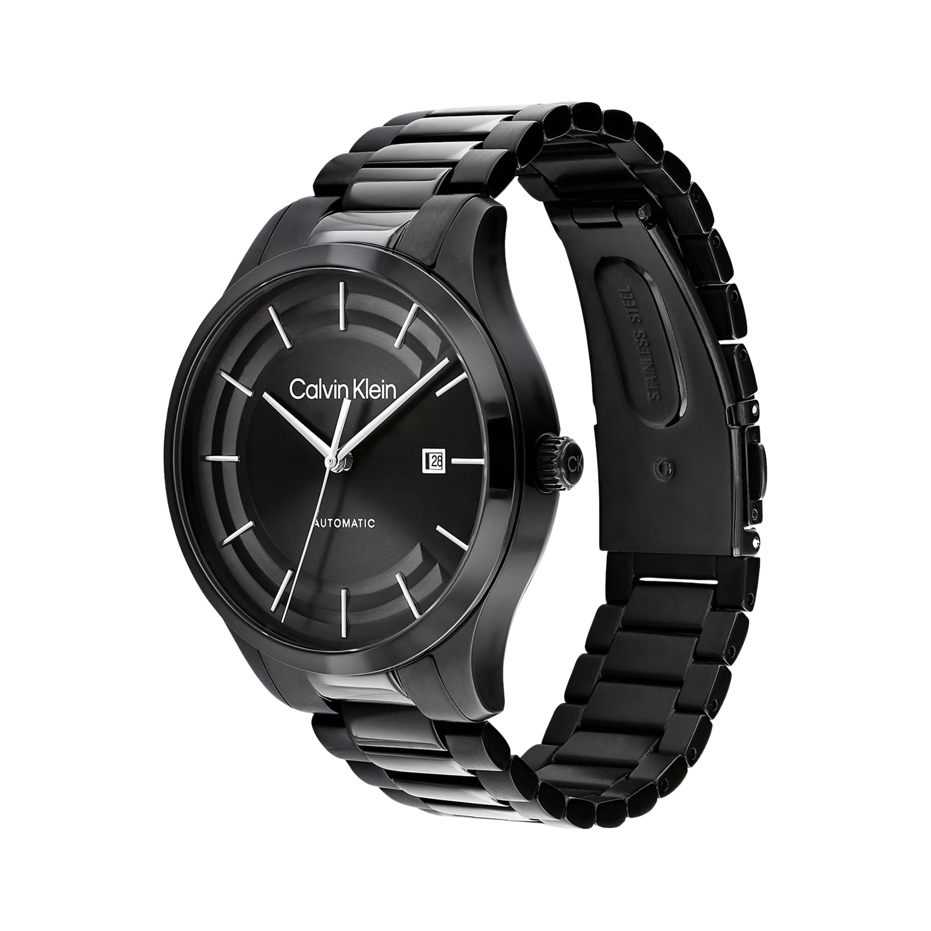 Calvin Klein Men Automatic H Link Bracelet Watch 25300023 - Black
