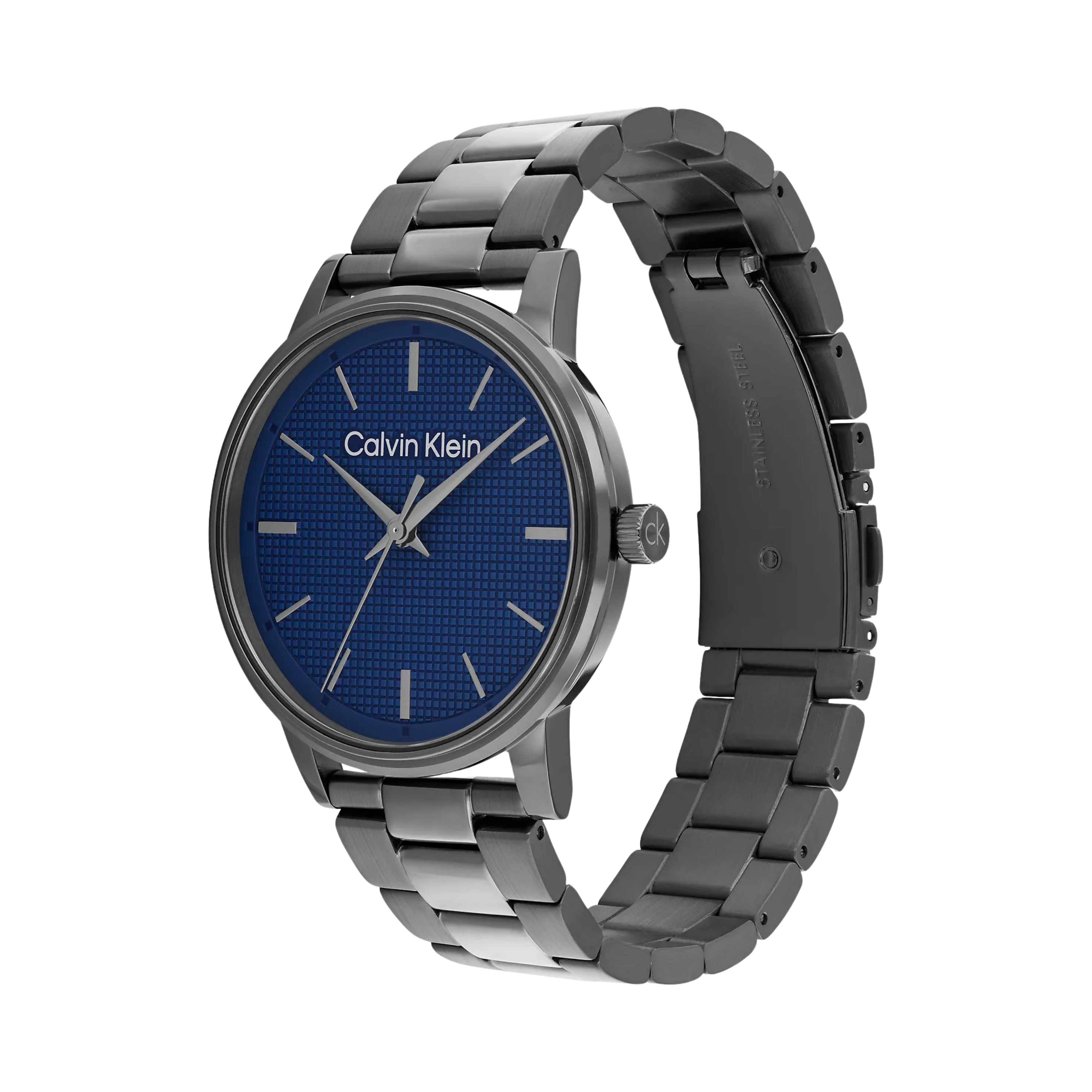 Calvin Klein Men Textured Dial Link Bracelet Watch 25200502 - Blue