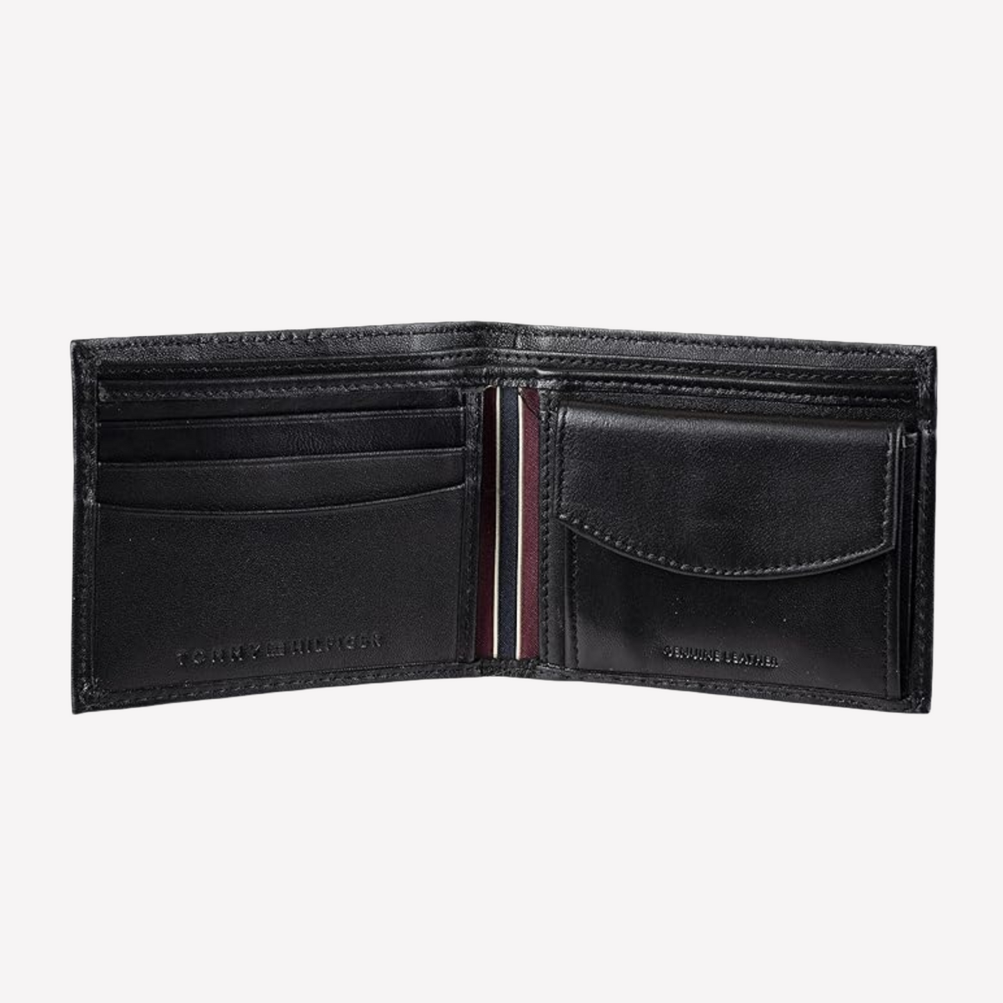 Tommy Hilfiger Leather Slim Bifold Wallet - Black Coin Pocket