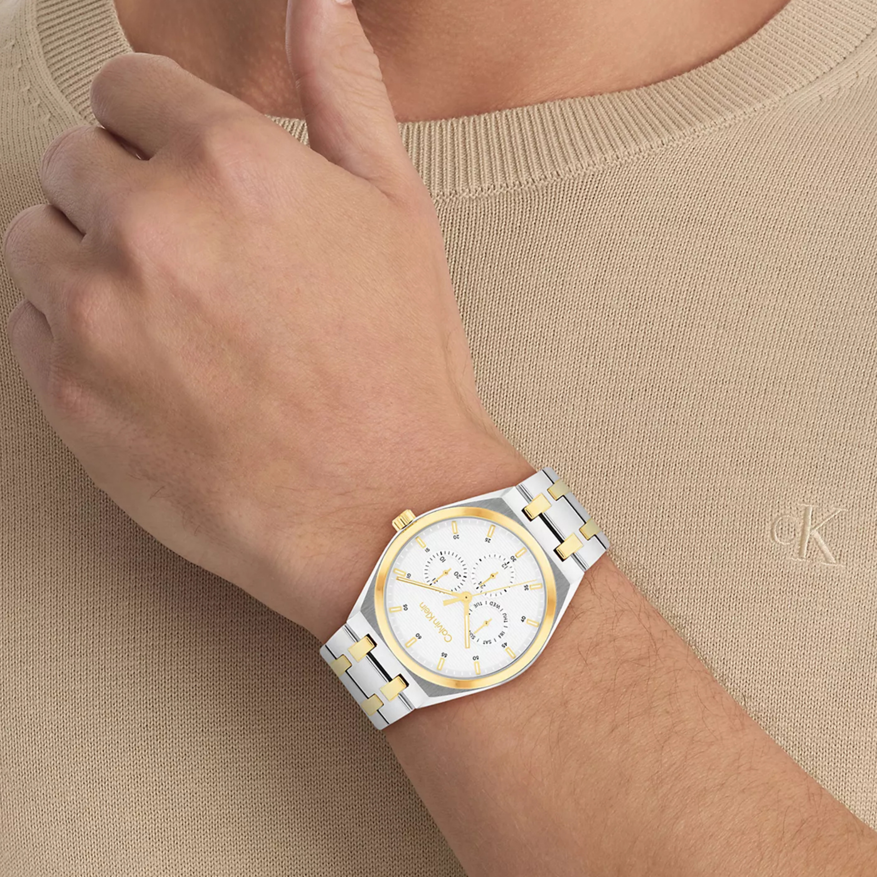 Calvin Klein Men Multifunction Link Bracelet Watch 25200520 - White