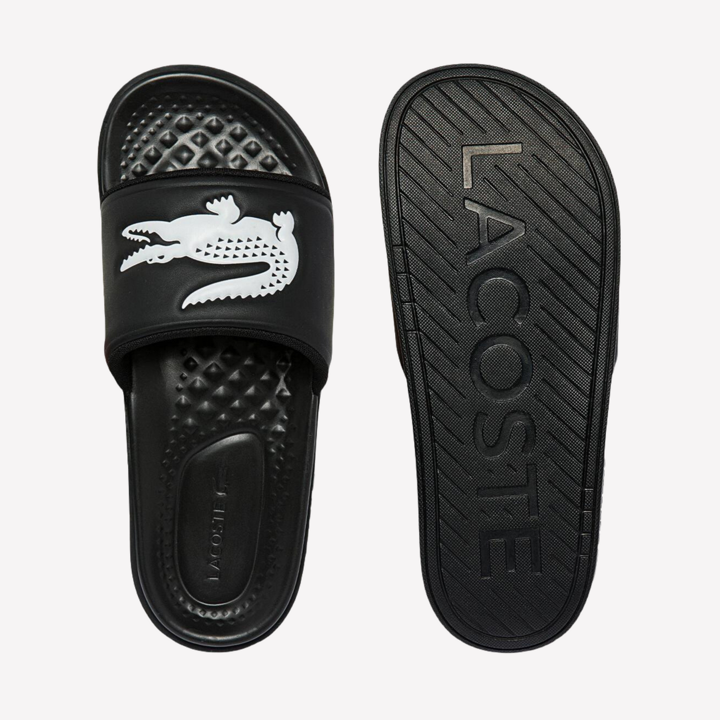 Lacoste Men Croco Dualiste Slides - Black