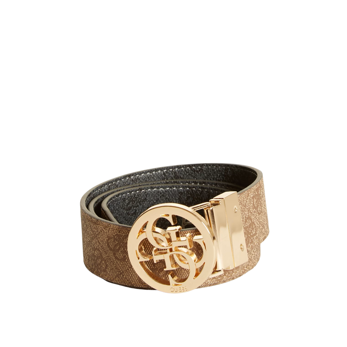 Guess Women Lana Faux Leather Signature Belt - Brown Black
