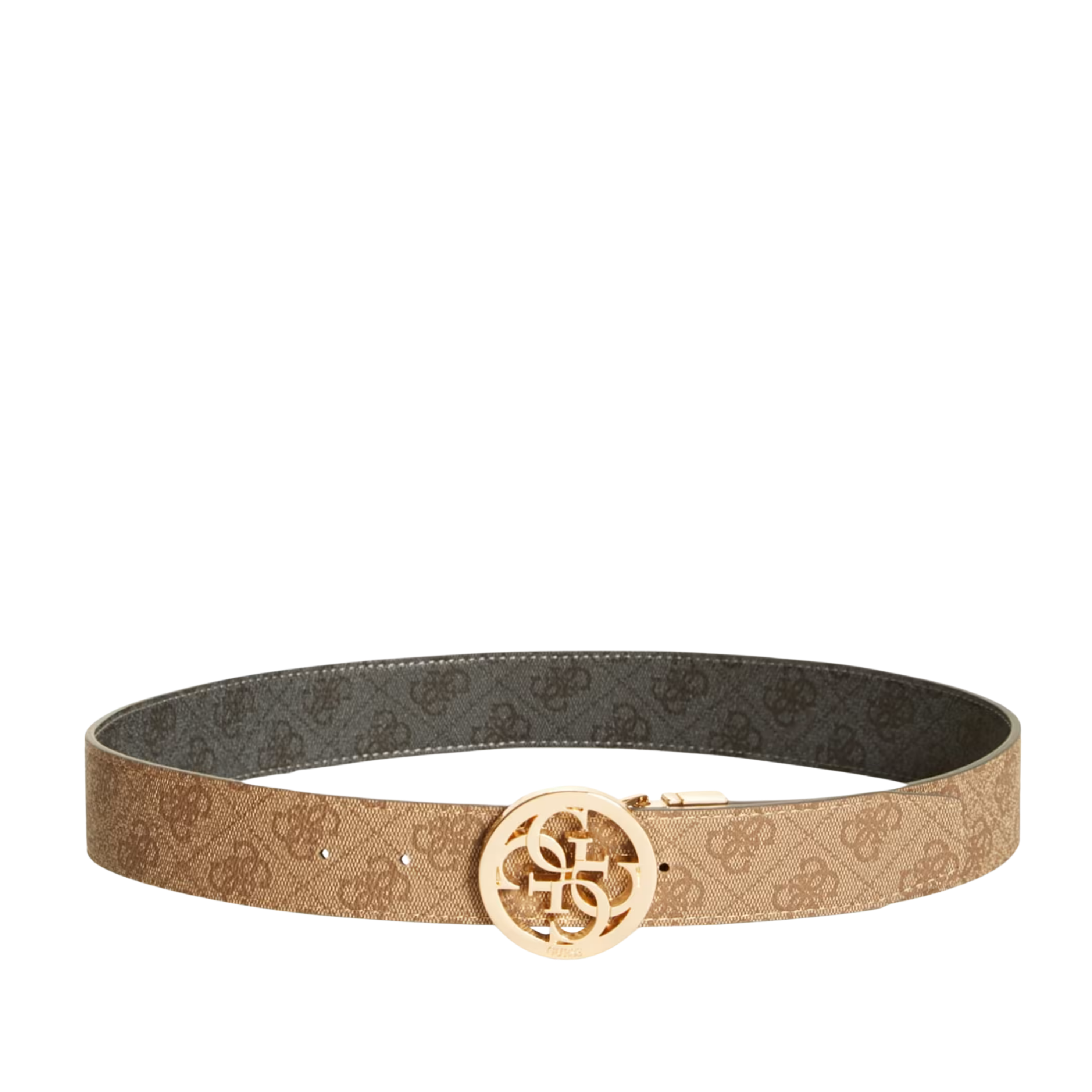 Guess Women Lana Faux Leather Signature Belt - Brown Black