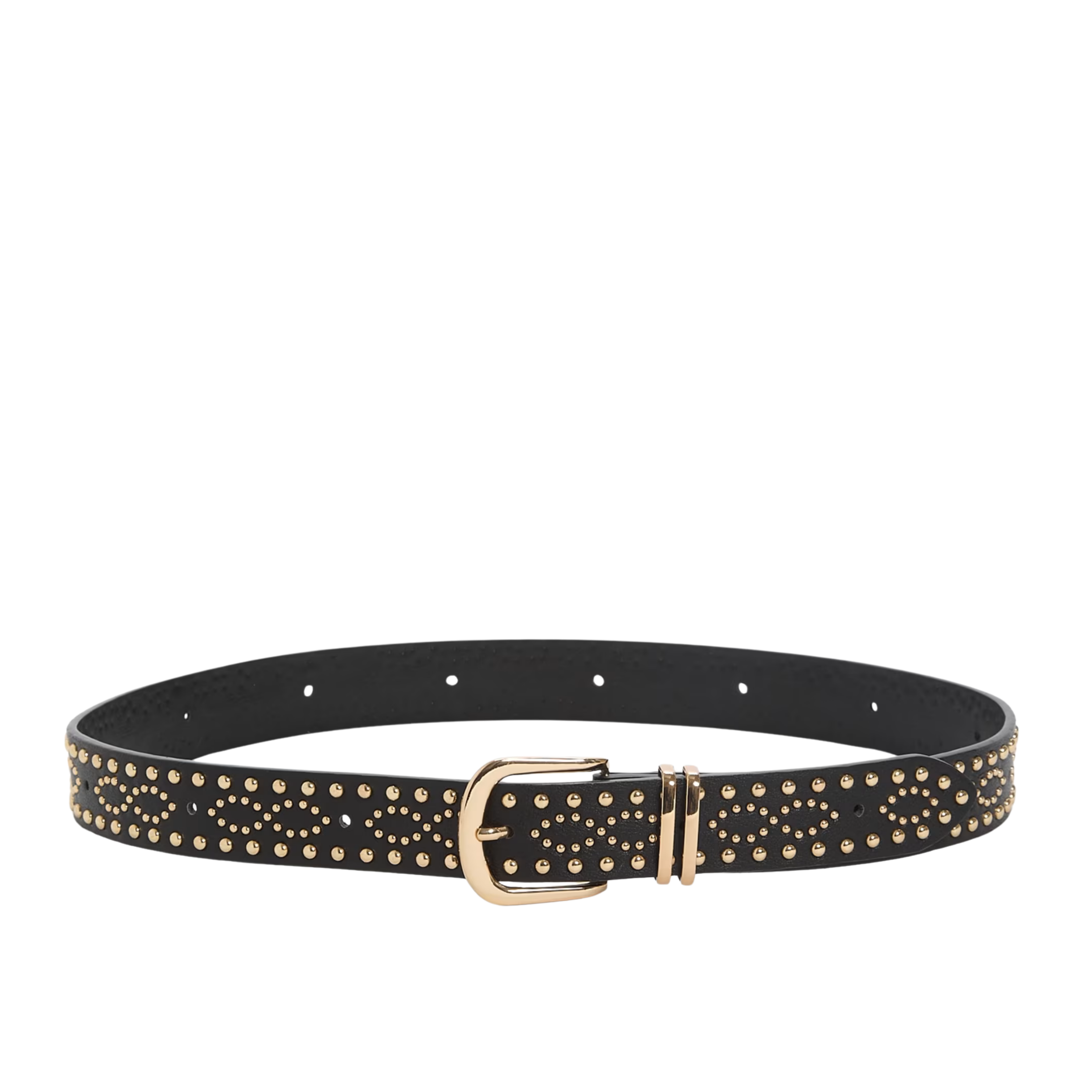 Guess Women Jolene Gold Tone Studded Belt - Black Snakeskin