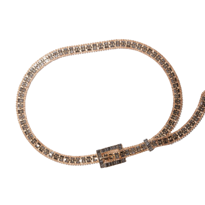 Guess Women Two Tone Rhinestone Belt - Gold Black