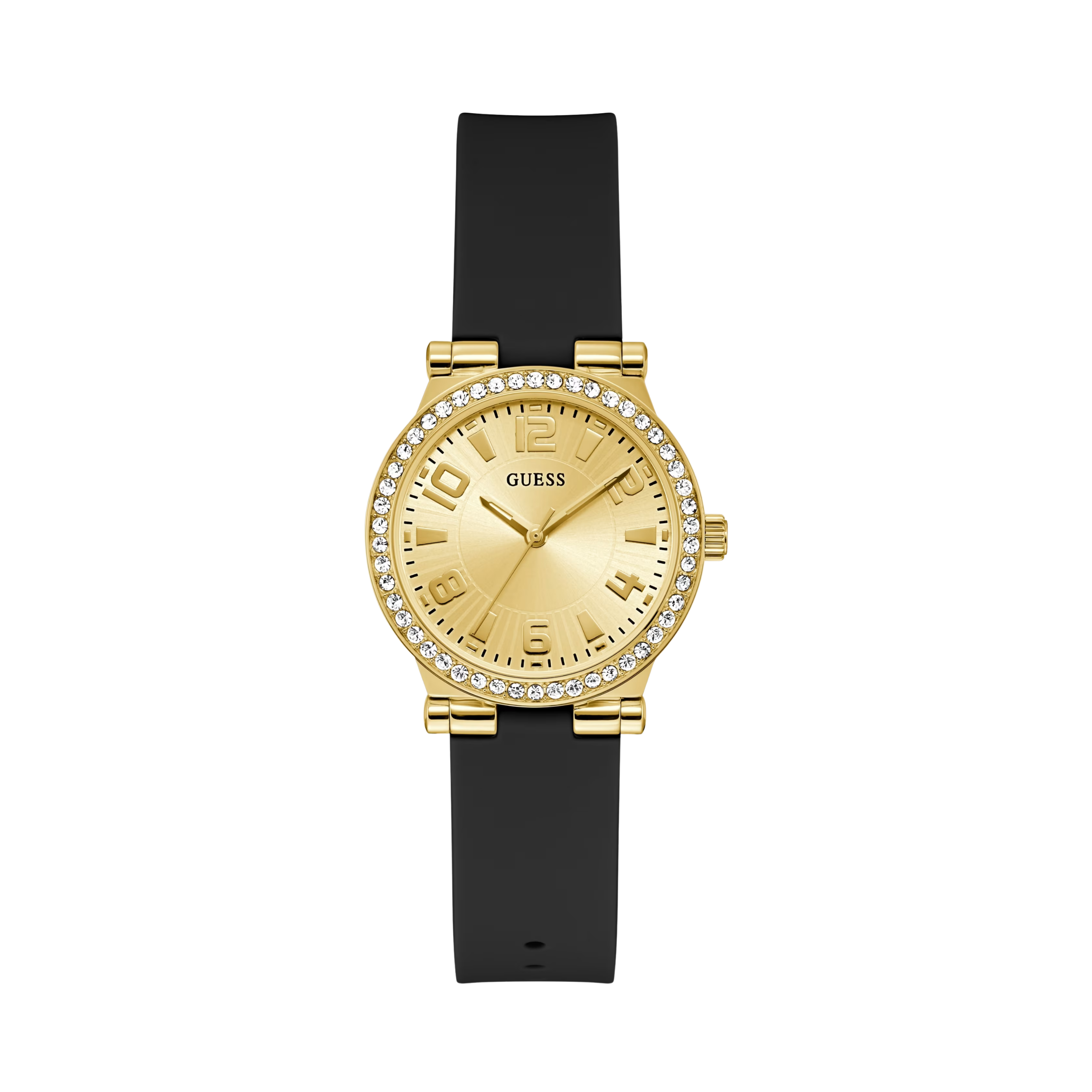 Guess Women Gold Tone Analog Silicon Watch - Black Snakeskin