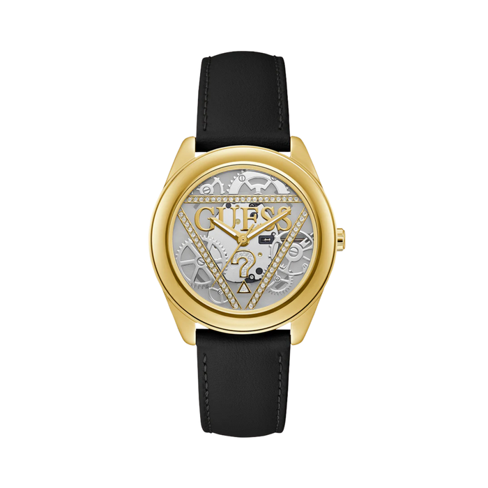 Guess Women Black Gold Tone Analog Watch U1439L1M - Black Gold