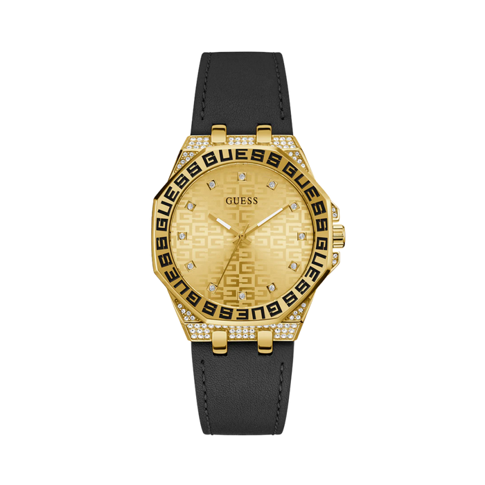 Guess Women Black Gold Tone Analog Watch - Black Gold