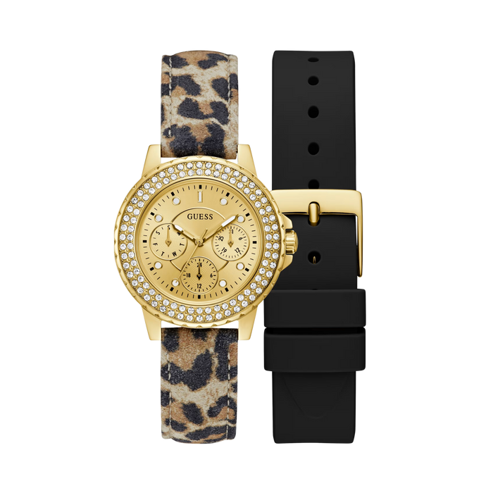 Guess Women Gold Tone Leather Multifunction Watch - Gold