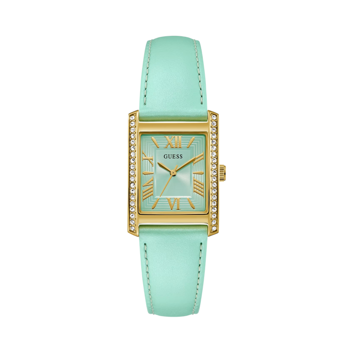 Guess Women Blue Leather Analog Watch - Rose Gold