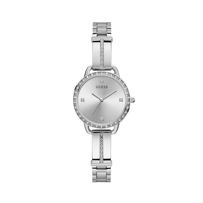 Guess Women Silver Tone Crystal Analog Watch GW0022L1 - Silver